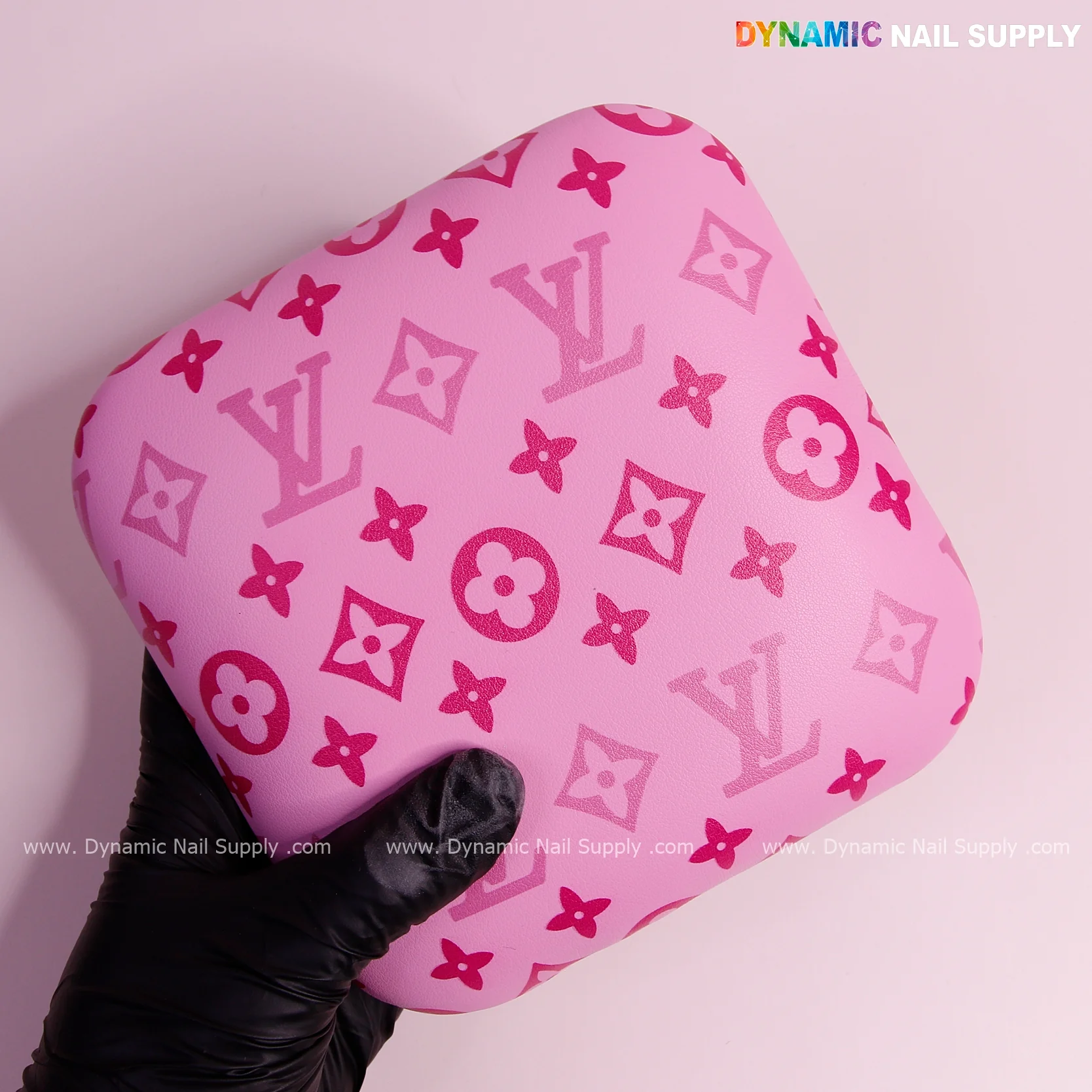 (Pink and Pink LV Smooth) Leather Elbow Cushion Pad Arm Rest Support for Manicure Nail Desk
