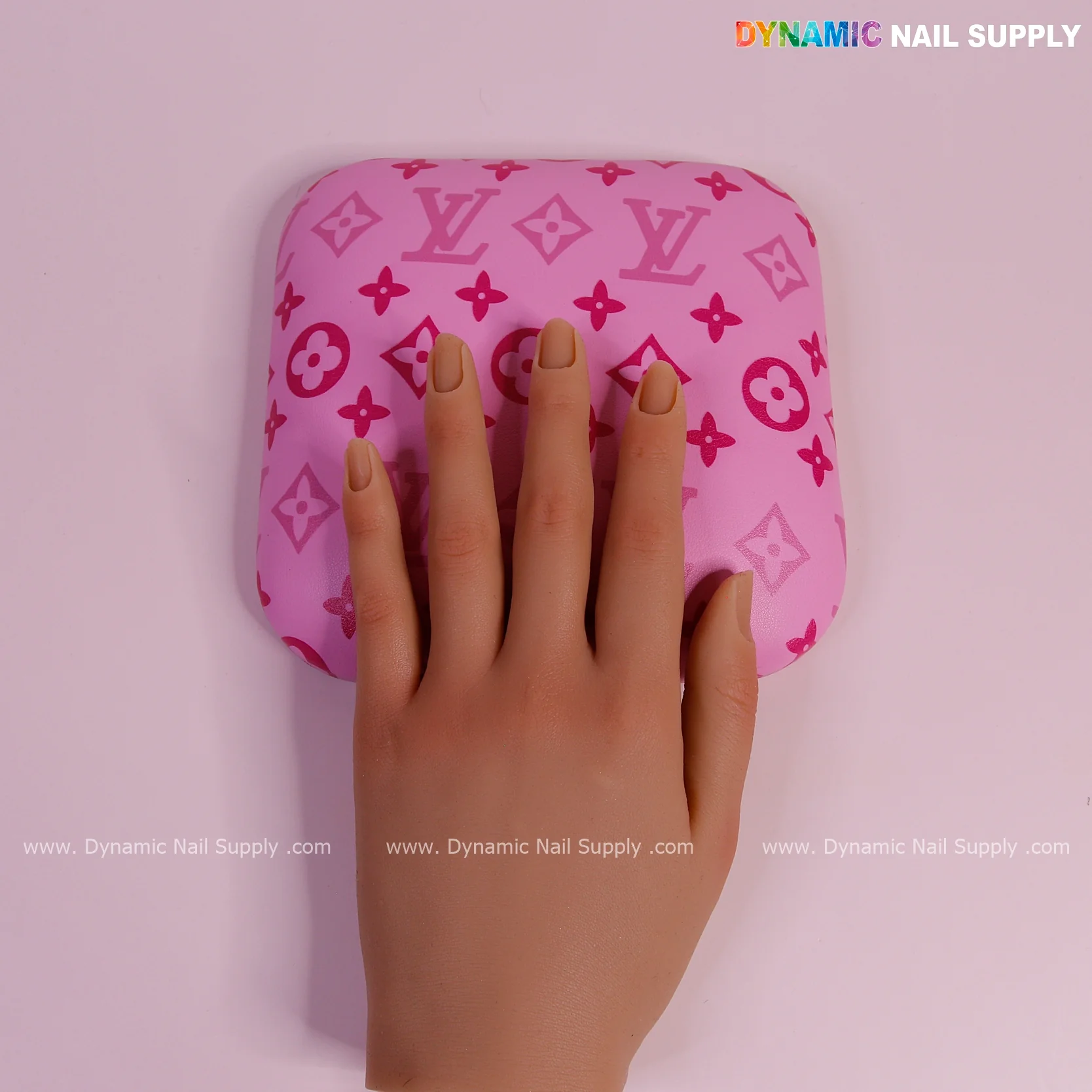 (Pink and Pink LV Smooth) Leather Elbow Cushion Pad Arm Rest Support for Manicure Nail Desk - Image 5