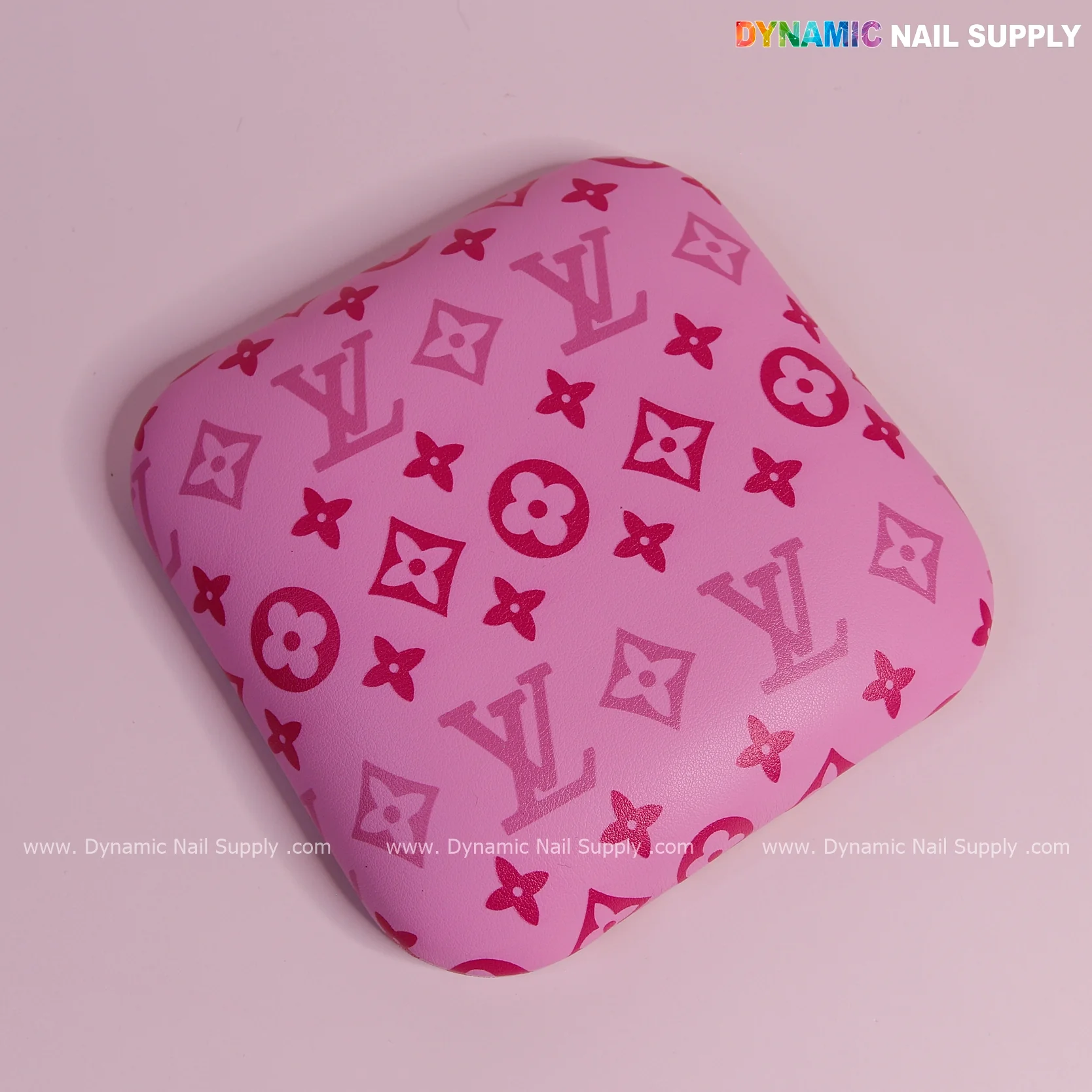 (Pink and Pink LV Smooth) Leather Elbow Cushion Pad Arm Rest Support for Manicure Nail Desk - Image 6