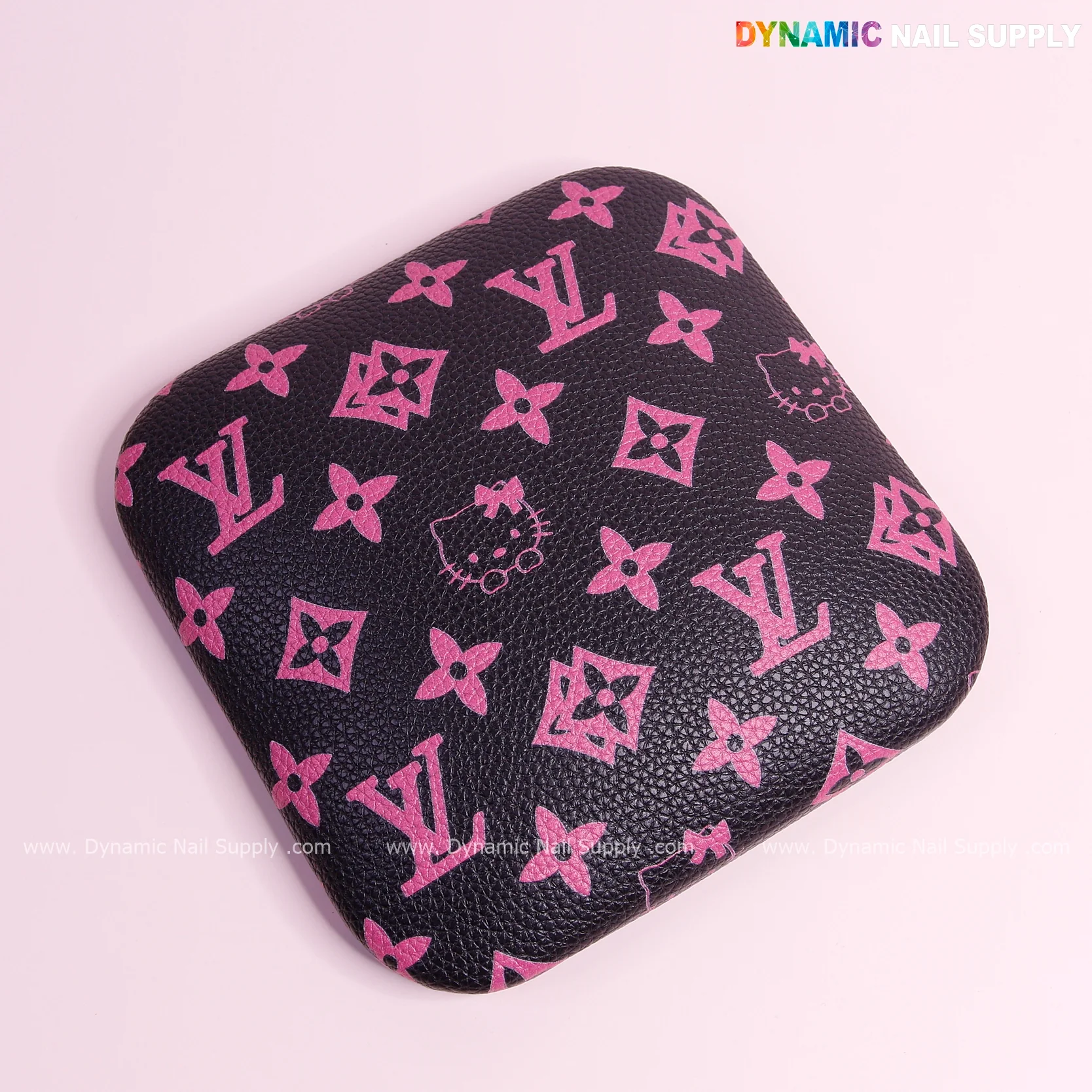 (Black Pink LV Kitty Grain) Leather Elbow Cushion Pad Arm Rest Support for Manicure Nail Desk - Image 7