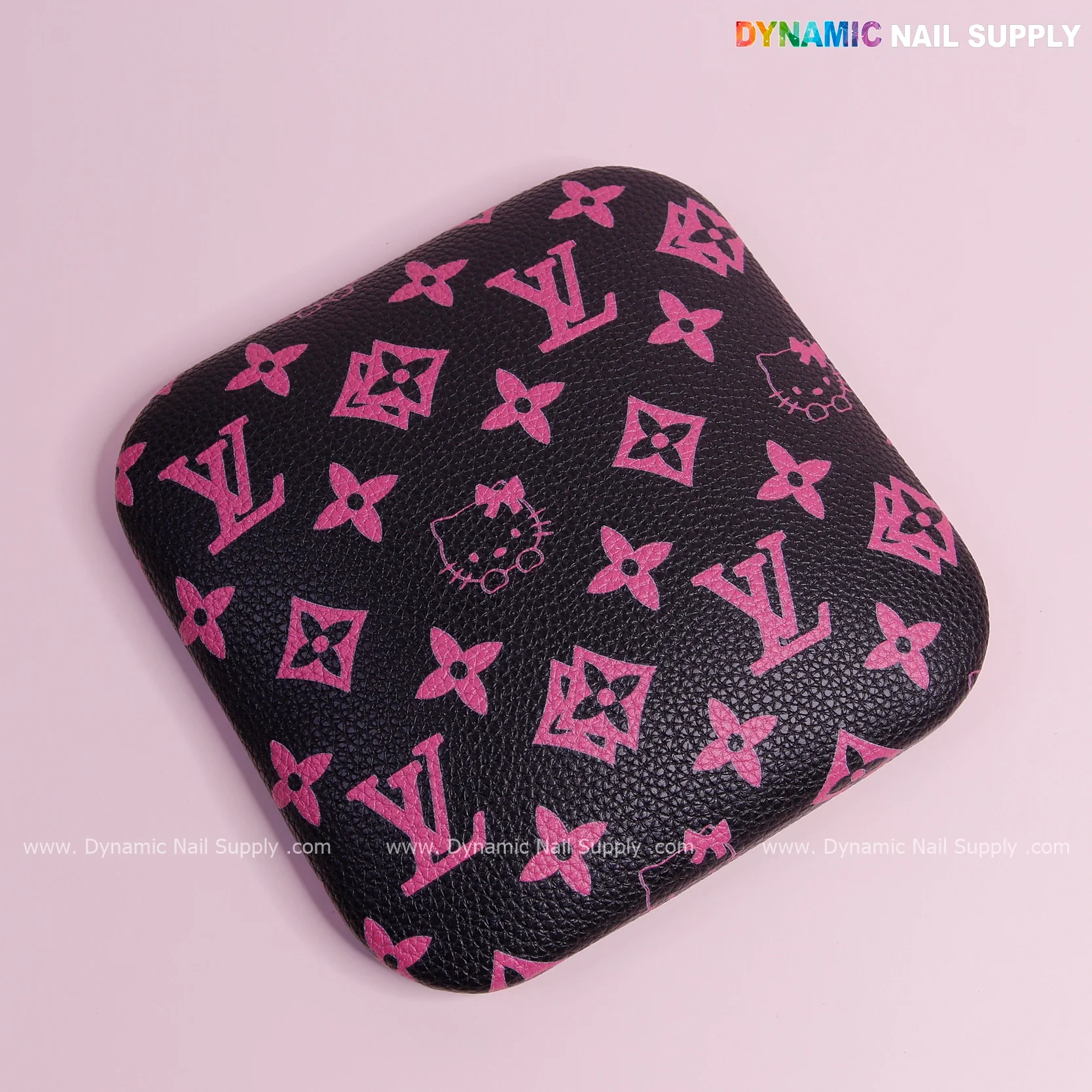 (Black Pink LV Kitty Grain) Leather Elbow Cushion Pad Arm Rest Support for Manicure Nail Desk - Image 9