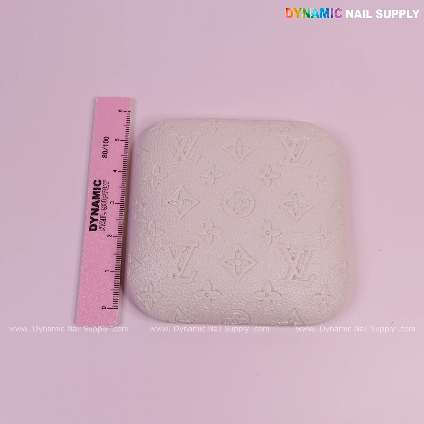 (Beige LV Engrave) Leather Elbow-rest Pad Arm Rest Support for Manicure Nail Desk - Image 7