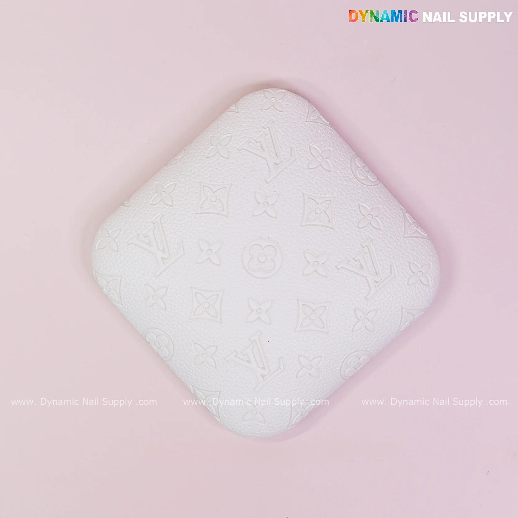 (White LV Engrave - Grain) Elbow Rest Pad for Nail Tech : PU Leather, Built for Long Hours Usage - Image 8
