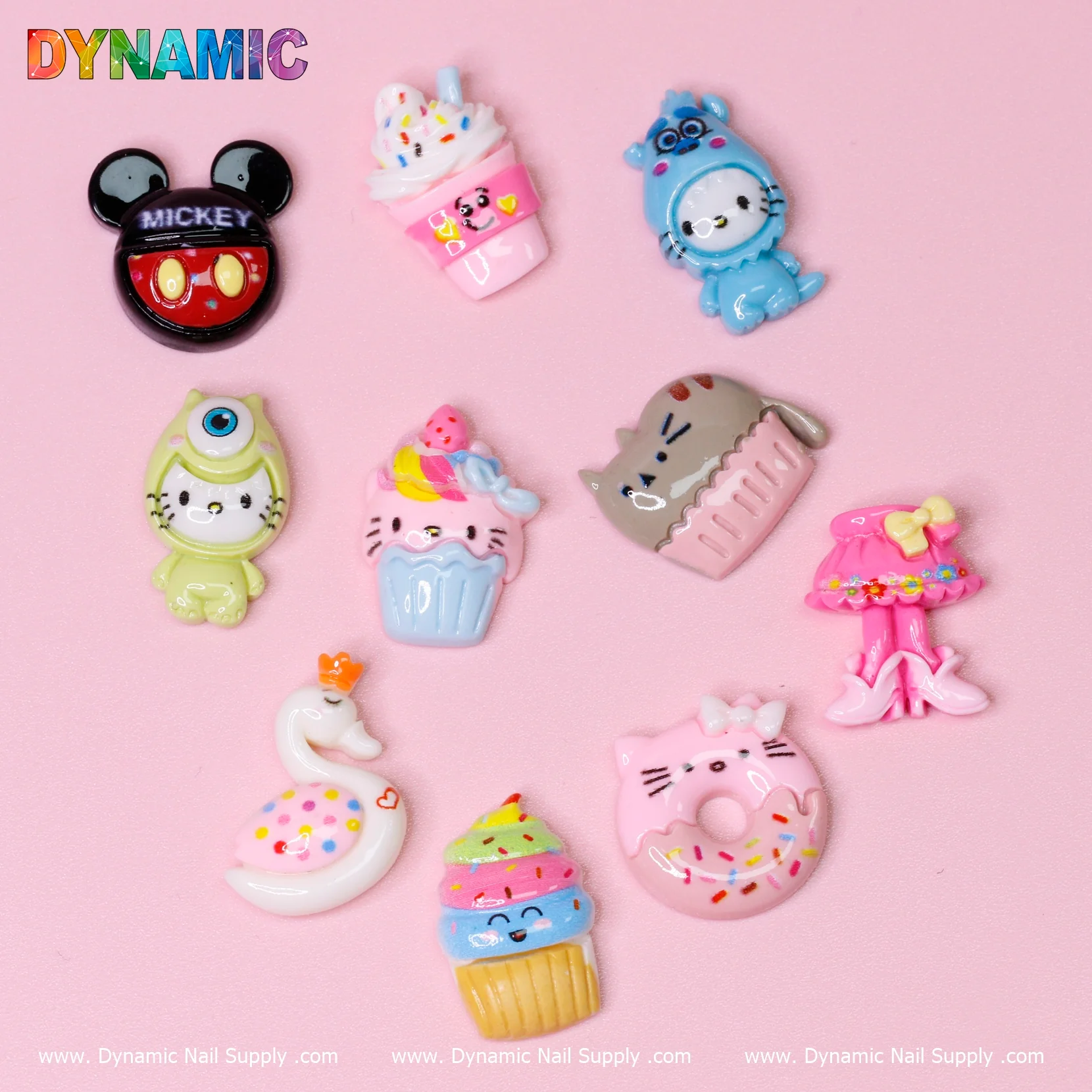 10 pcs Cute Kawaii Cartoon Mixed Shape Design Nail Charms - Image 3