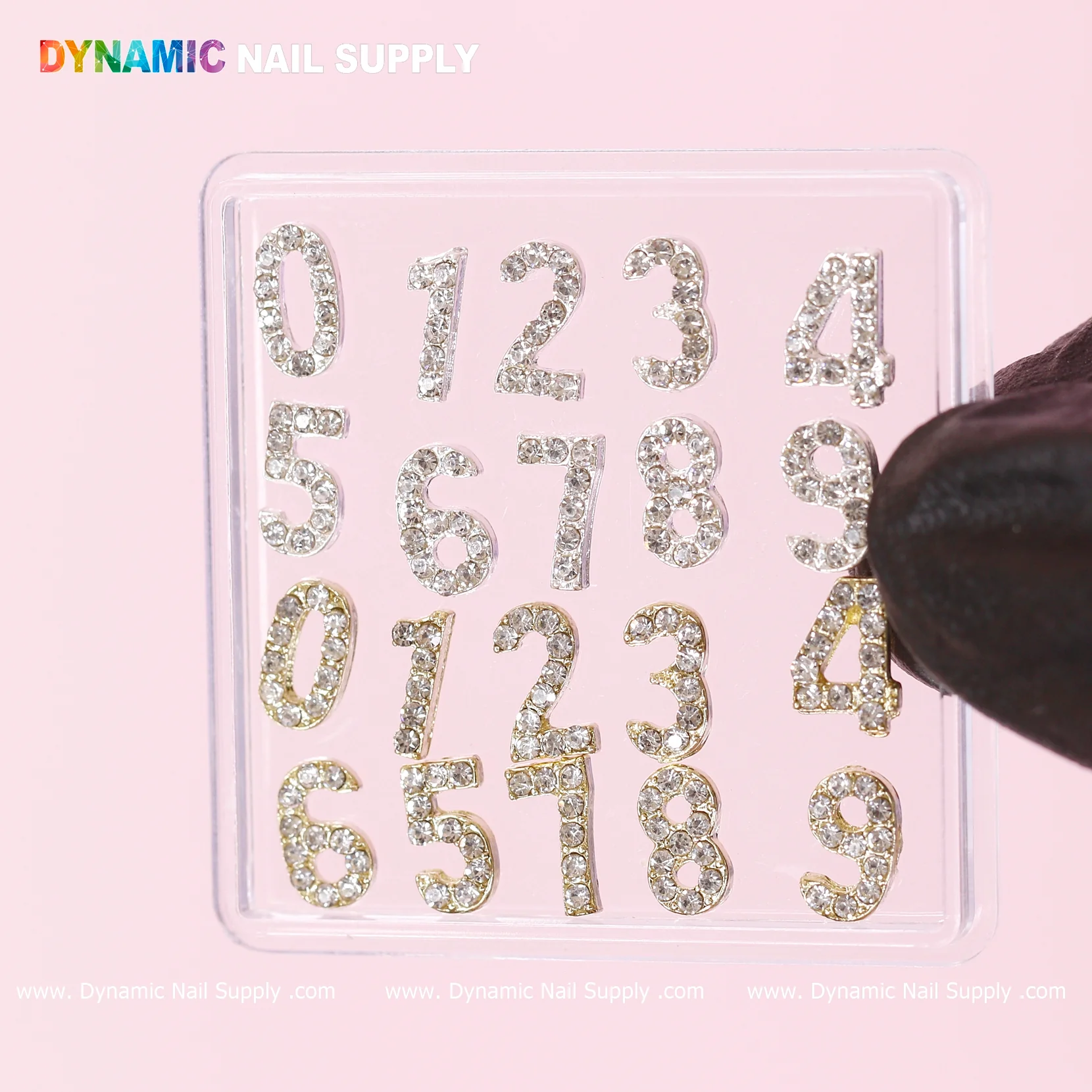 20 pcs Gold and Silver 3D Number Charm with Rhinestone (0 to 9) - Image 3