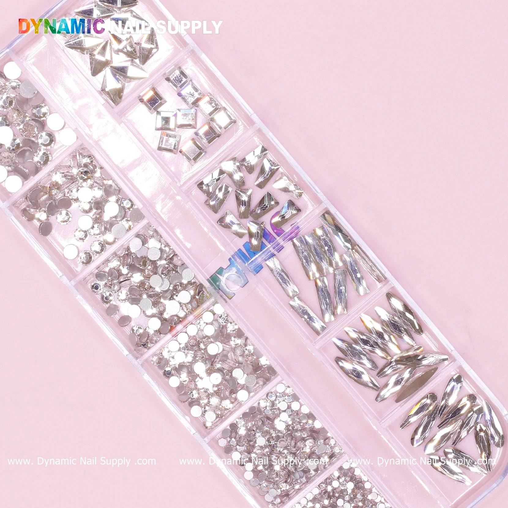 Sparkling Clear White Mini Multiple Shapes Nail Rhinestones (180 pcs) - Image 7
