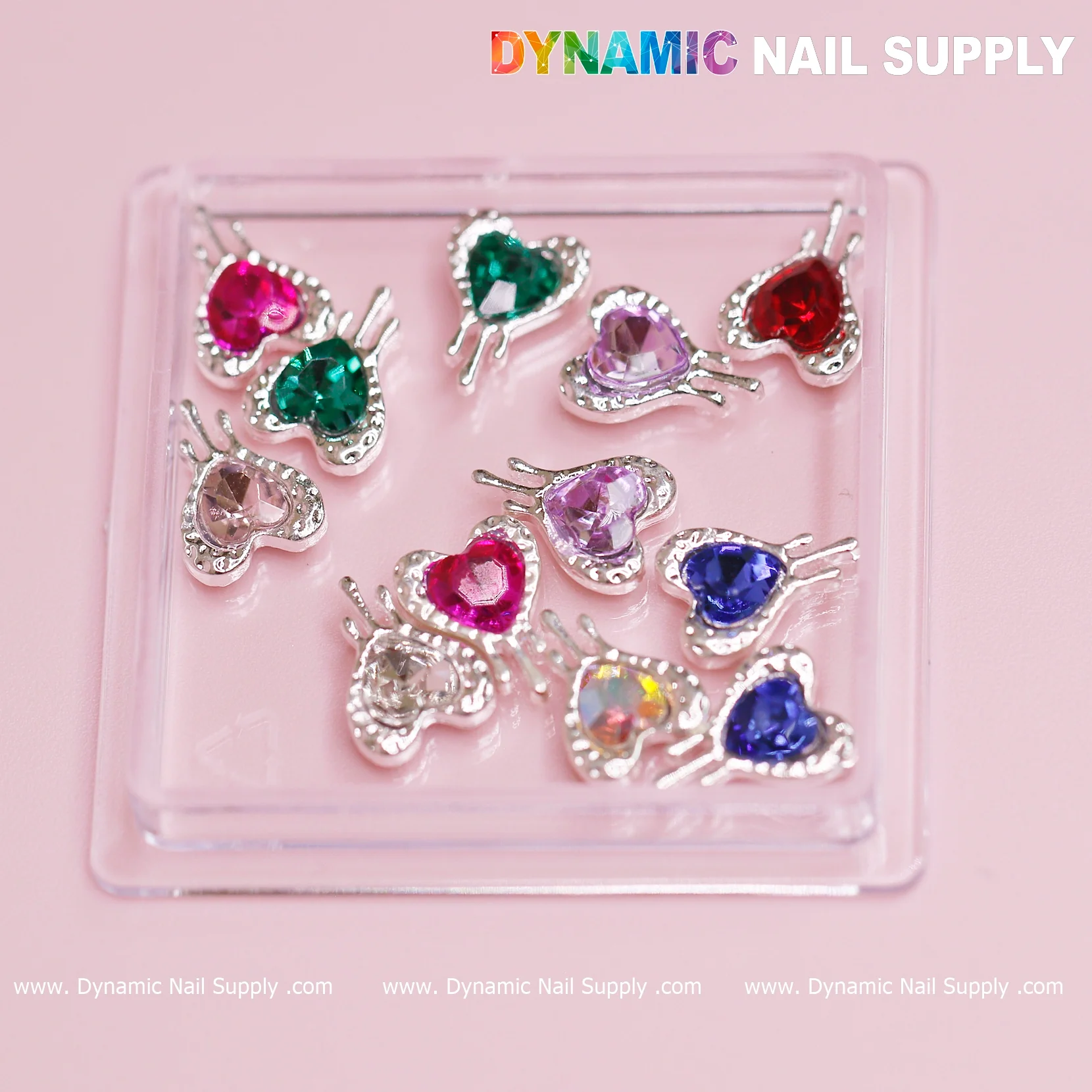 12 pcs Heart Charm with silver edge (Bleeding/Dripping) for Valentine Nails Design (Heart Rhinestones) - Image 2