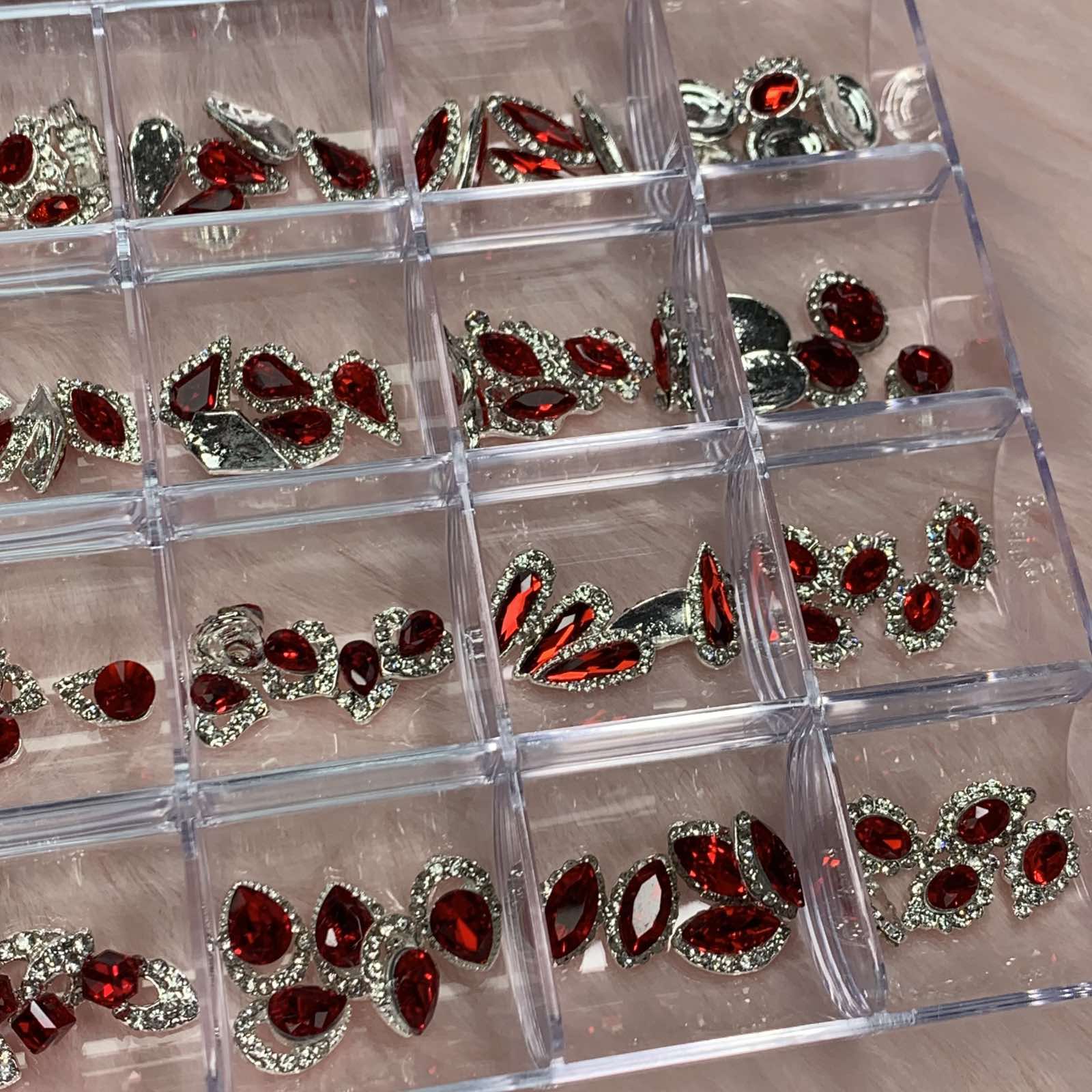 120 pcs Red Nail Charms set with Red Gems for Nails art design and decoration - Image 6
