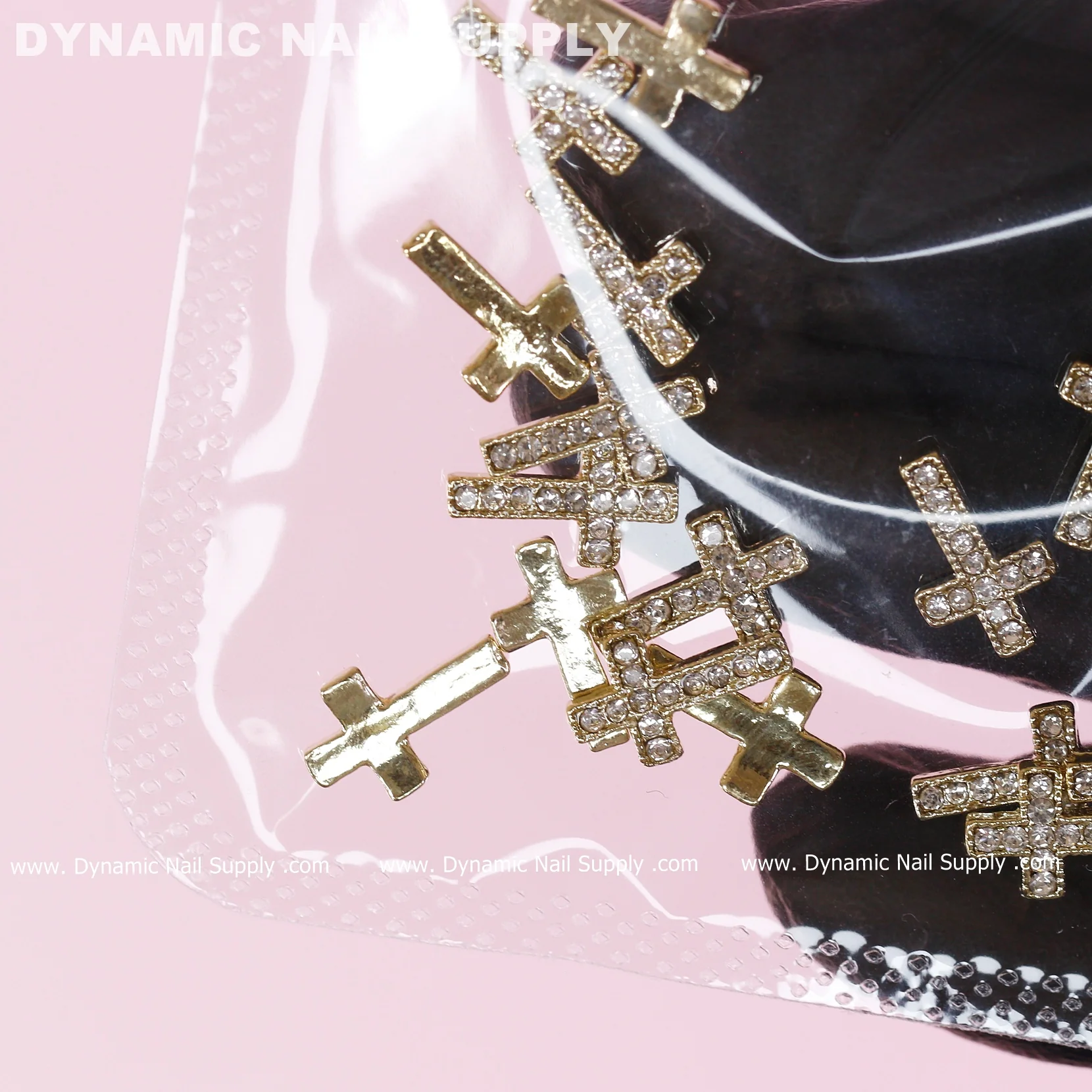 20 pcs Gold Crosses Charm (with rhinestones engraved) for Nails Art Design - Image 2