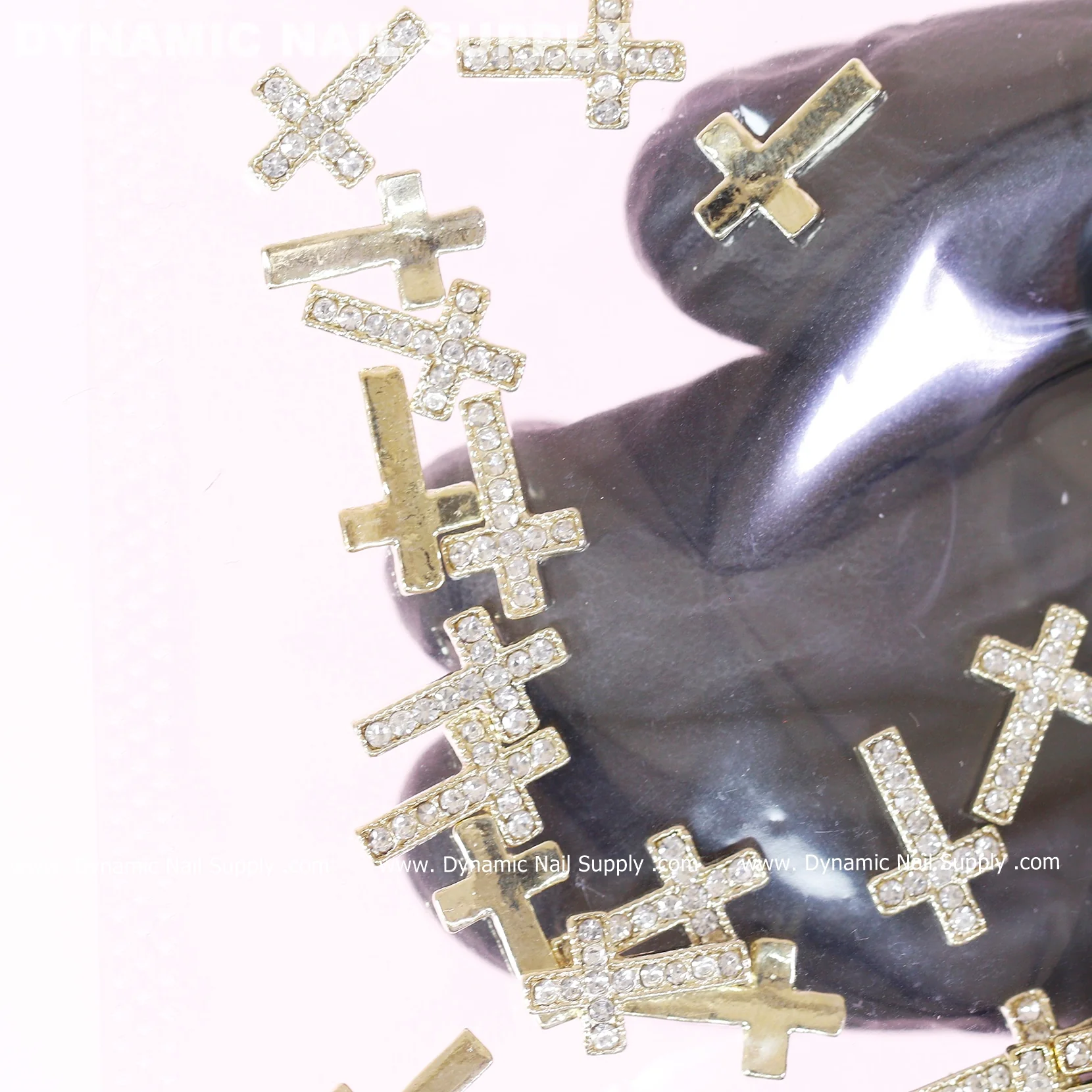 20 pcs Gold Crosses Charm (with rhinestones engraved) for Nails Art Design - Image 5