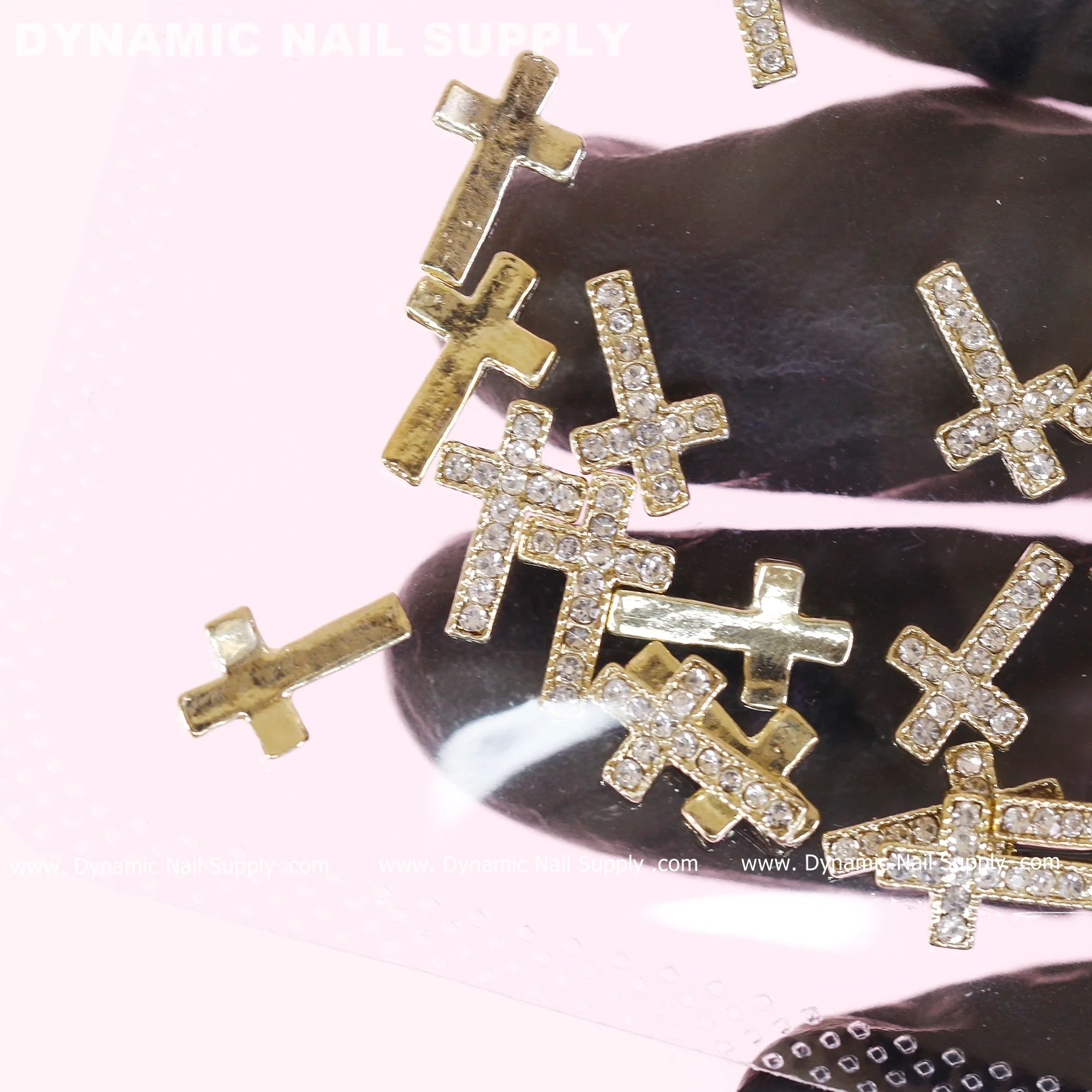 20 pcs Gold Crosses Charm (with rhinestones engraved) for Nails Art Design - Image 6