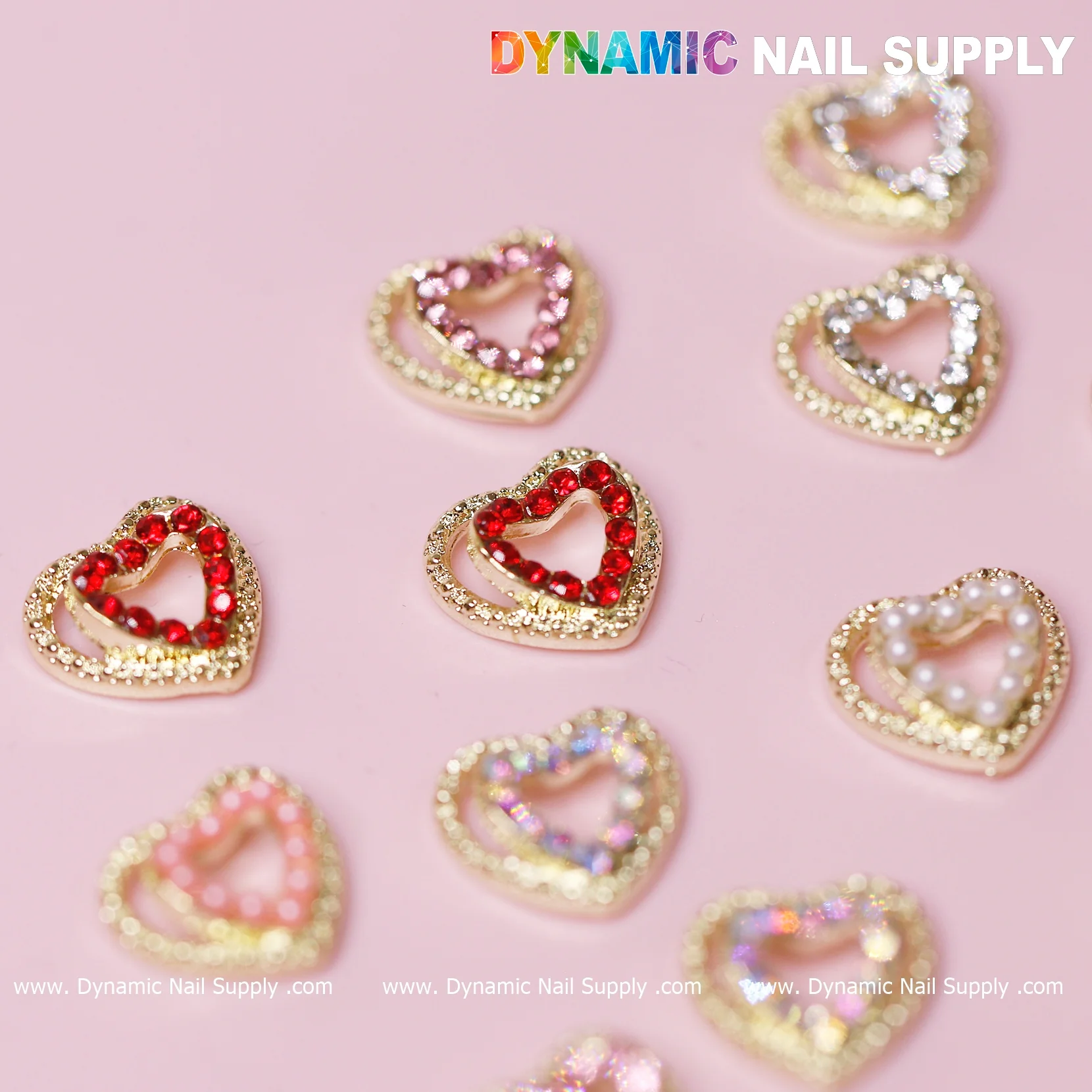 20 pcs Heart Charm for Valentine Nails Design (Rhinestones Border Edge) - Image 7