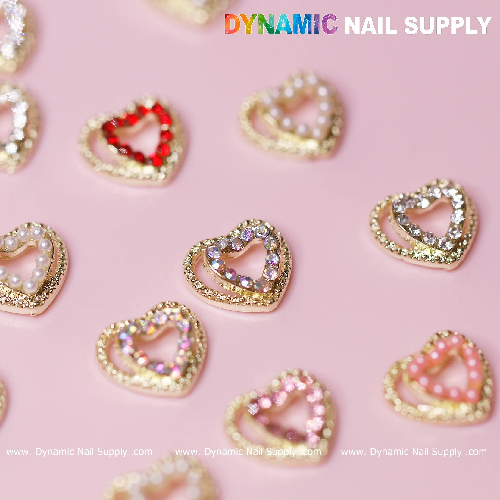 20 pcs Heart Charm for Valentine Nails Design (Rhinestones Border Edge) - Image 8