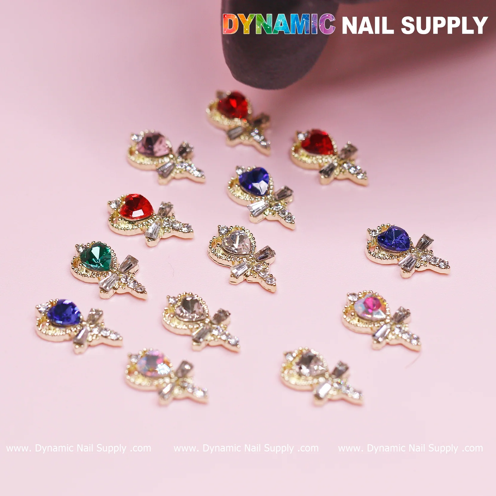 20 pcs Magic Wand with Heart rhinestones Charm (Mixed Colors) for Valentines Nails Design - Image 2