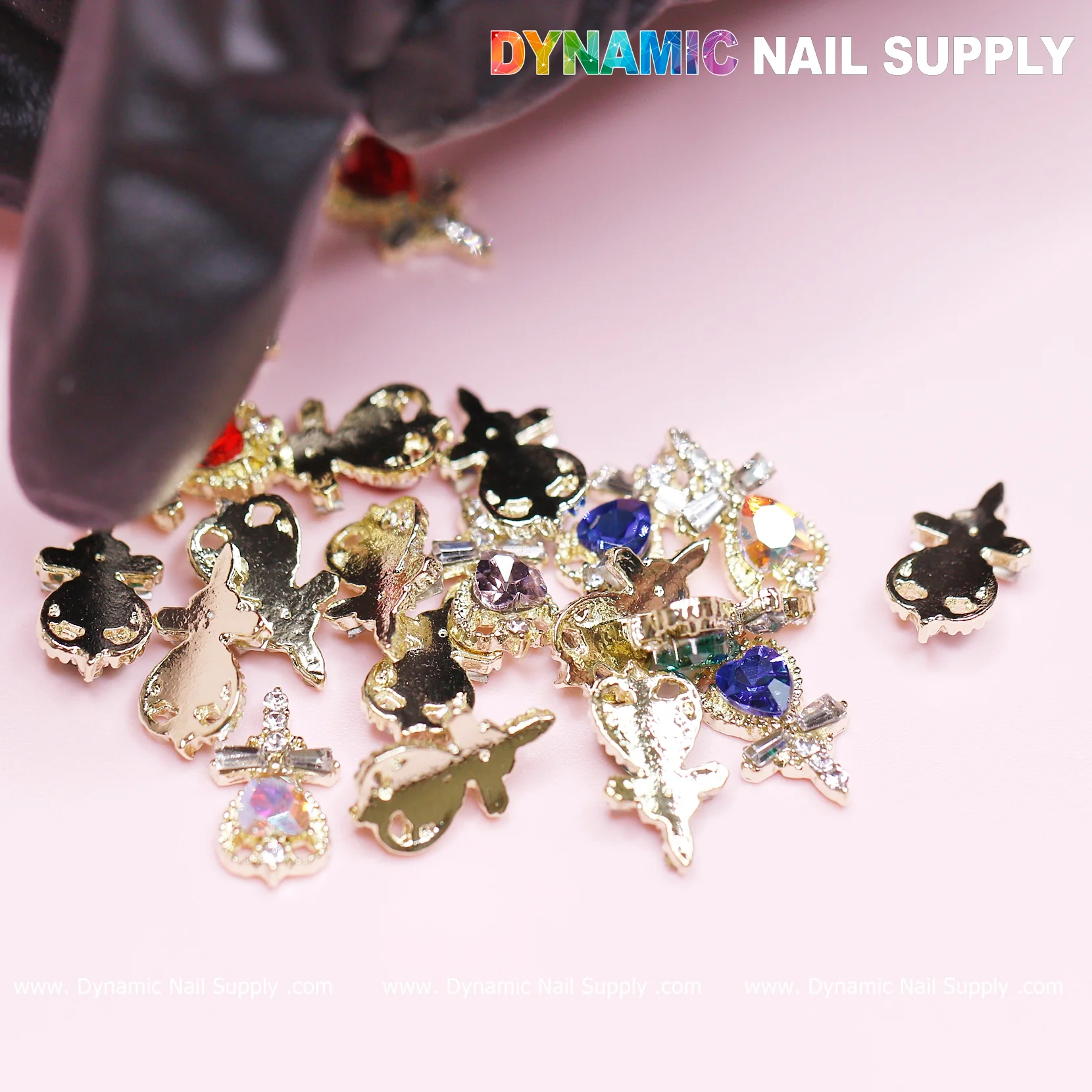 20 pcs Magic Wand with Heart rhinestones Charm (Mixed Colors) for Valentines Nails Design - Image 4
