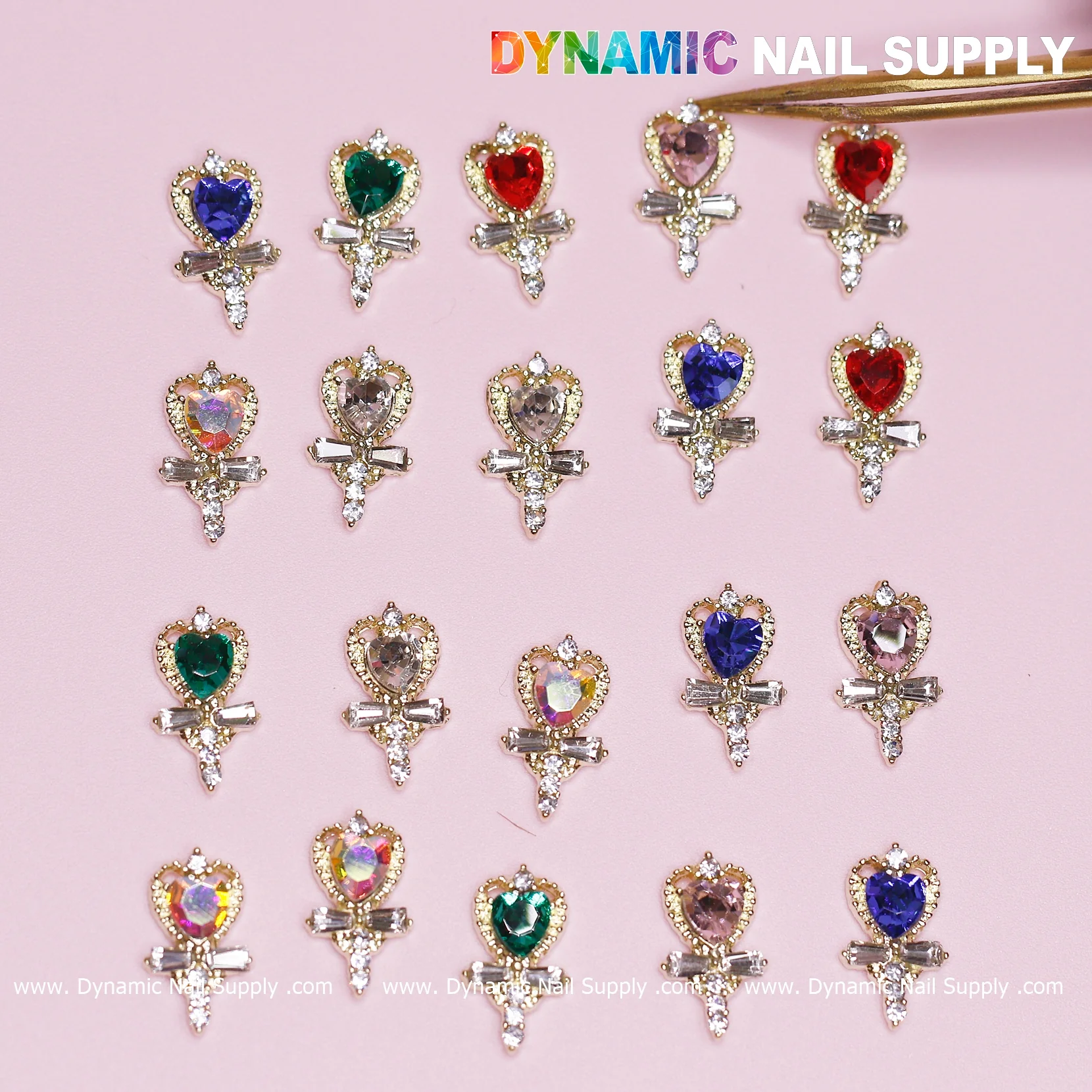 20 pcs Magic Wand with Heart rhinestones Charm (Mixed Colors) for Valentines Nails Design - Image 6