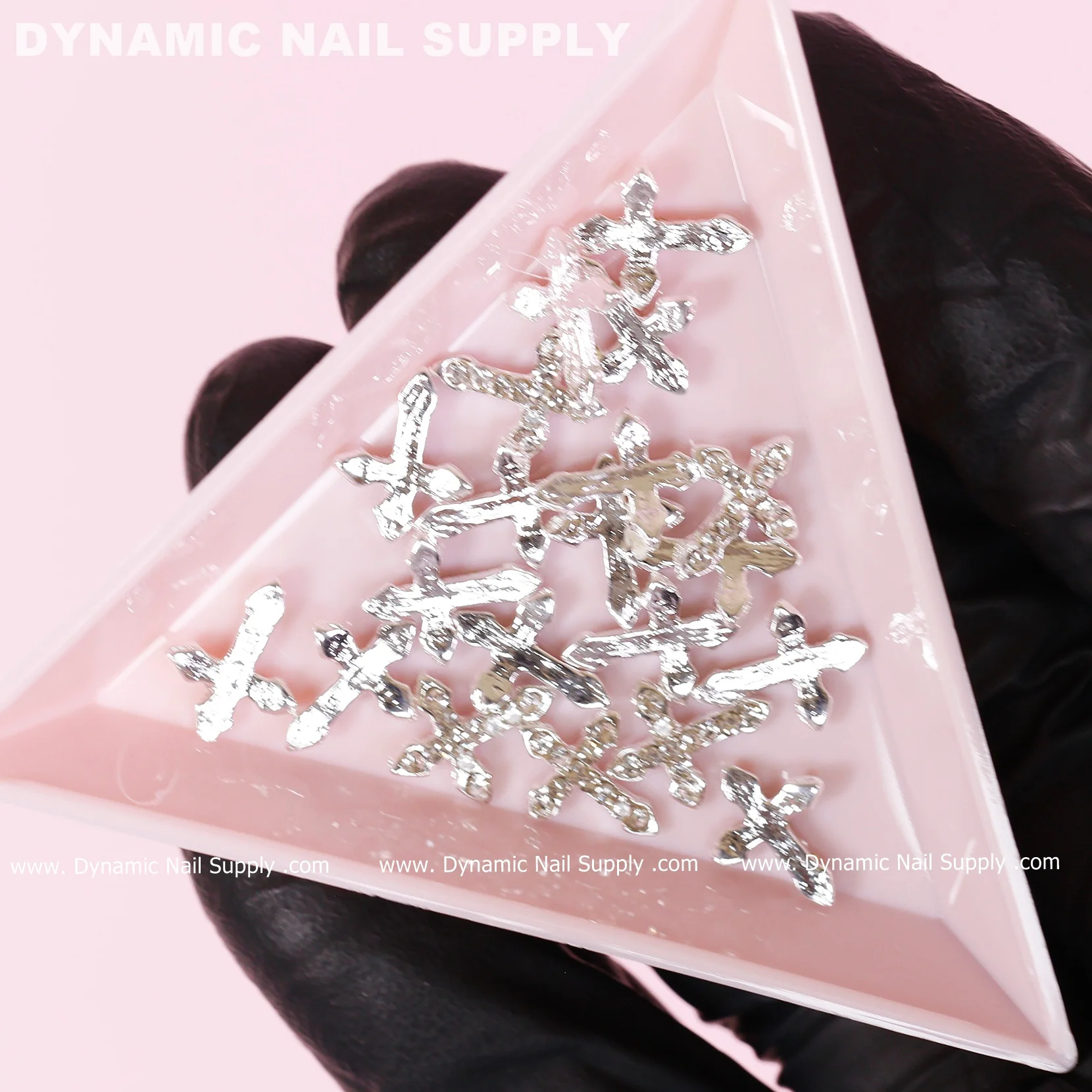 20 pcs Platinum Silver Crosses Charm (small with rhinestones) for Nails Art Design - Image 6