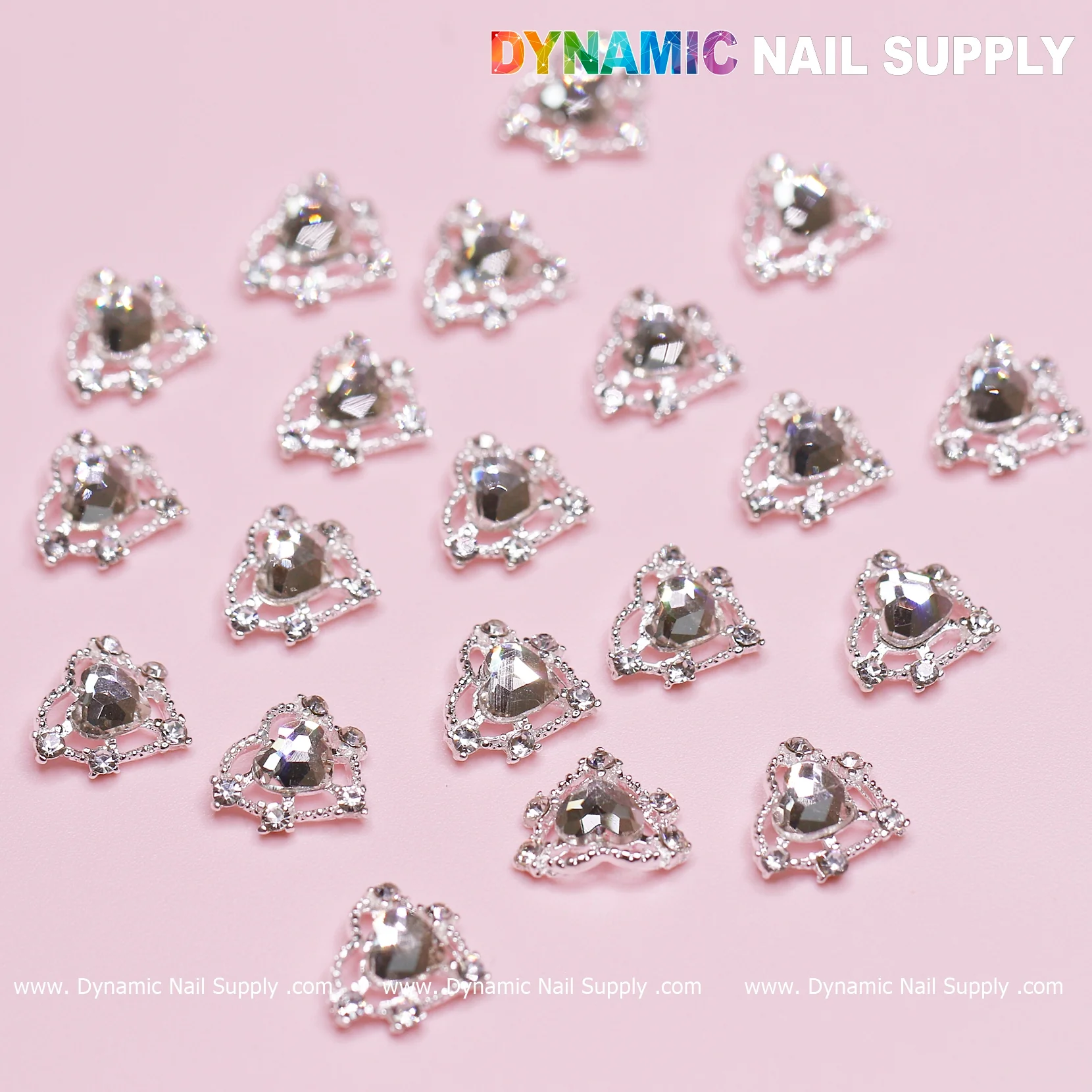 20 pcs Silver Heart Charm (Crystal heart Rhinestone) for Valentine Nails Design - Image 10