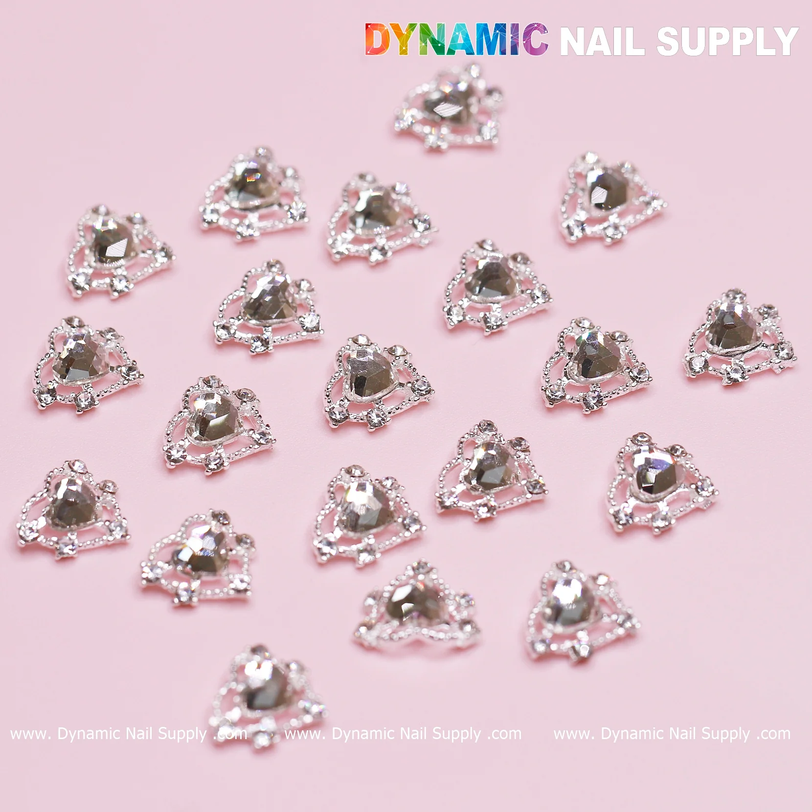 20 pcs Silver Heart Charm (Crystal heart Rhinestone) for Valentine Nails Design - Image 7