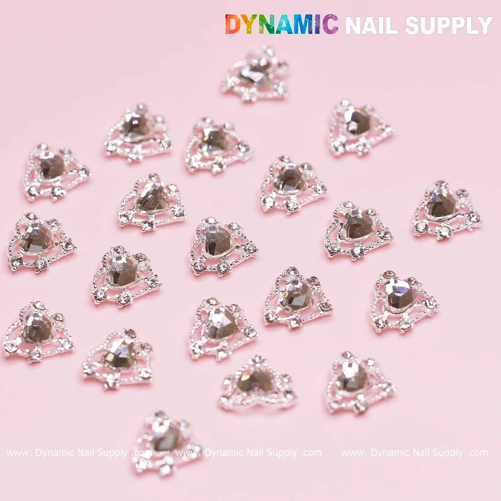 20 pcs Silver Heart Charm (Crystal heart Rhinestone) for Valentine Nails Design - Image 9