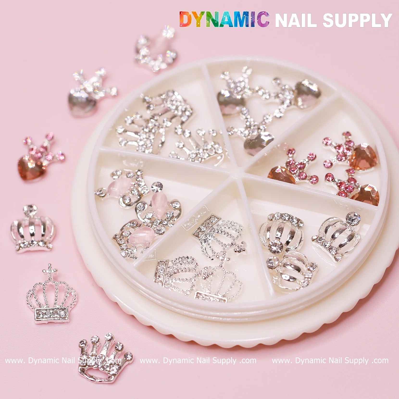 24 pcs Luxury 3D Crown Charms (Rhinestone engraved) for Valentines Nail Designs - Image 6