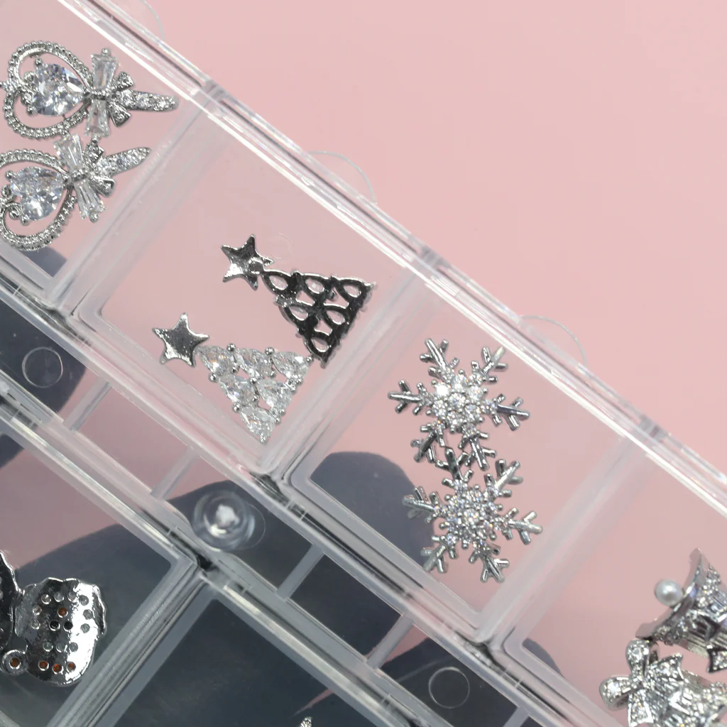 24 pcs Silver Platinum Christmas Nail design Charms (Snowflakes,Bell, Star, Candy,Santa) - Image 5