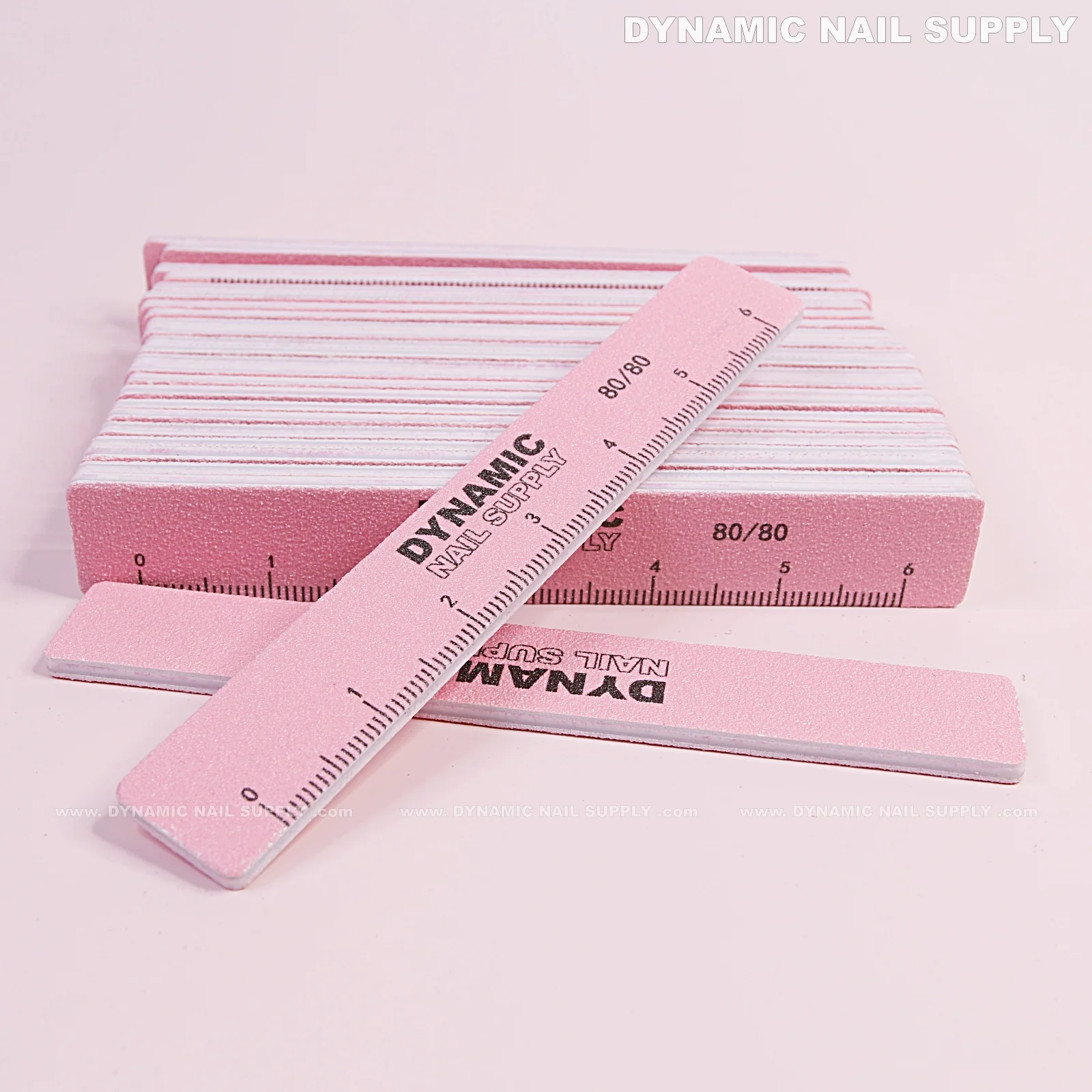 Square Nail files Grit 80/80 Coarse - Pack 25 - Pink - Double-side with Emery board - Image 4
