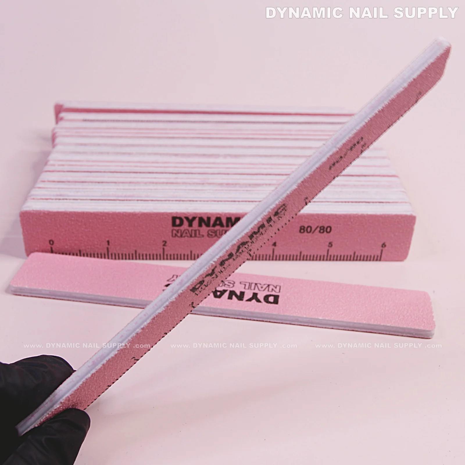 Square Nail files Grit 80/80 Coarse - Pack 25 - Pink - Double-side with Emery board - Image 6