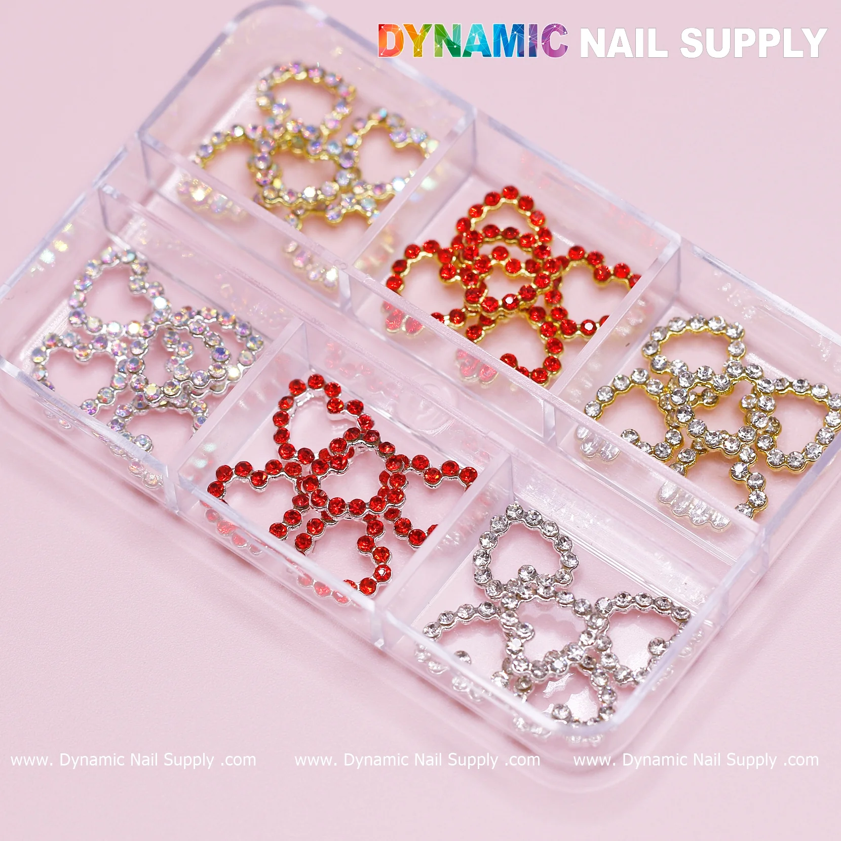 30 pcs Rhinestones Heart Charm for Nails Art Design (Rhinestones Border Edge, Open Heart) - Image 4