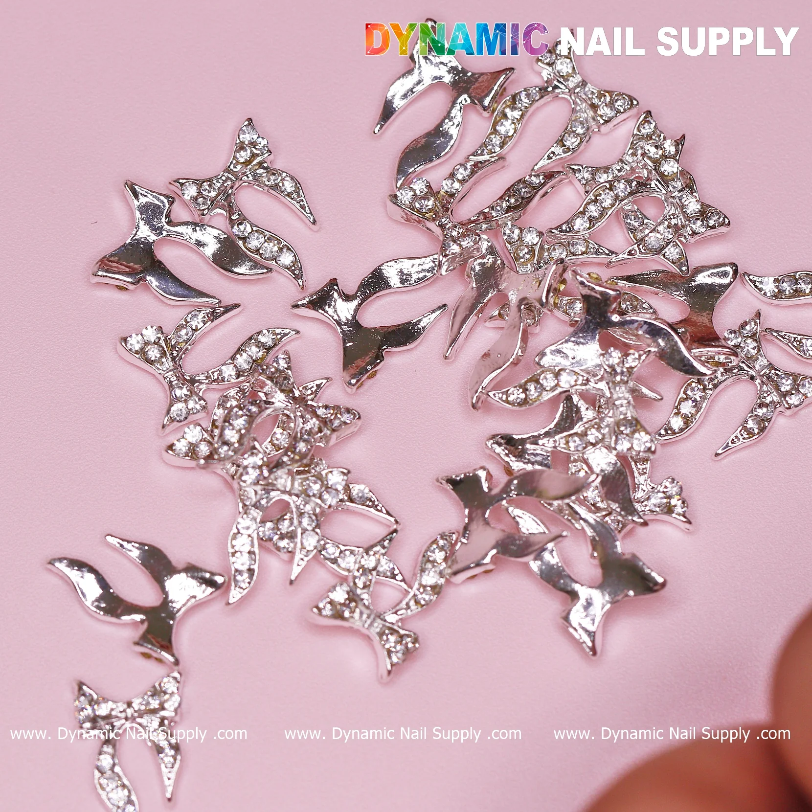 30 pcs silver (Ribbon) Bow shape Charms for Nails Designer - Image 3