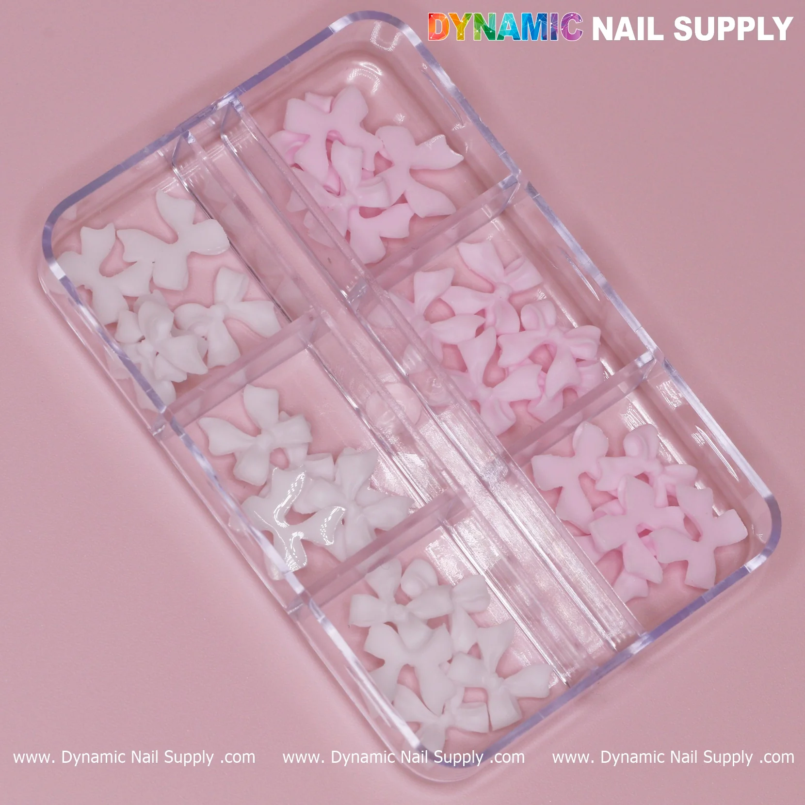 30 pcs White - Pink Resin Bows Charm for Nails Art Design - Image 3