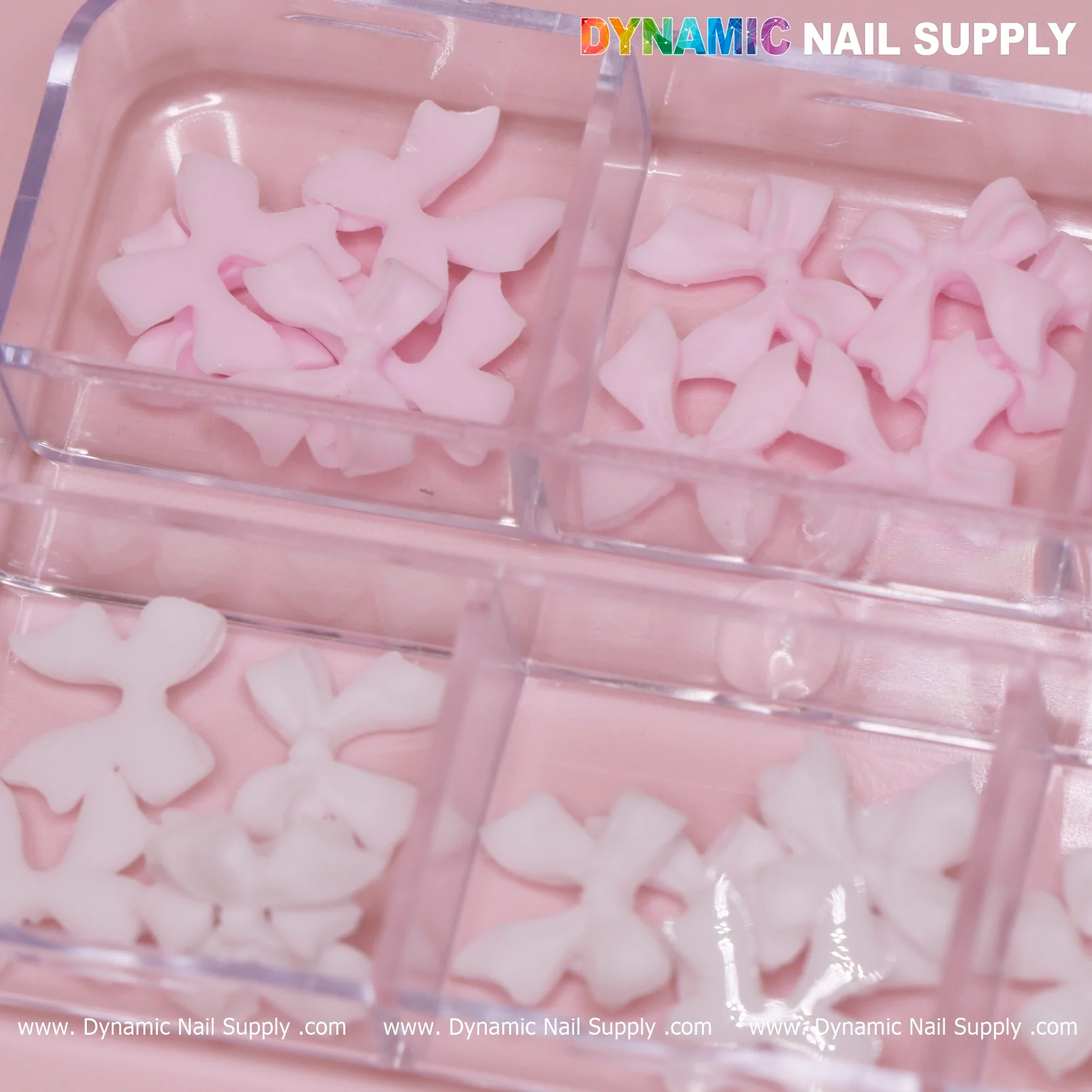 30 pcs White - Pink Resin Bows Charm for Nails Art Design - Image 5
