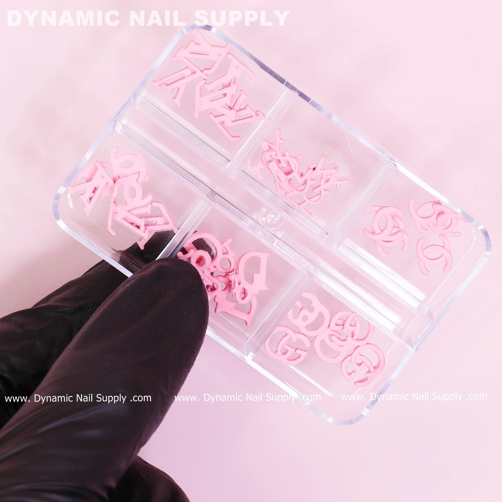 30 pcs Pink Multi-shapes Resin Brand Name Charms for Nails Art Design - Image 4