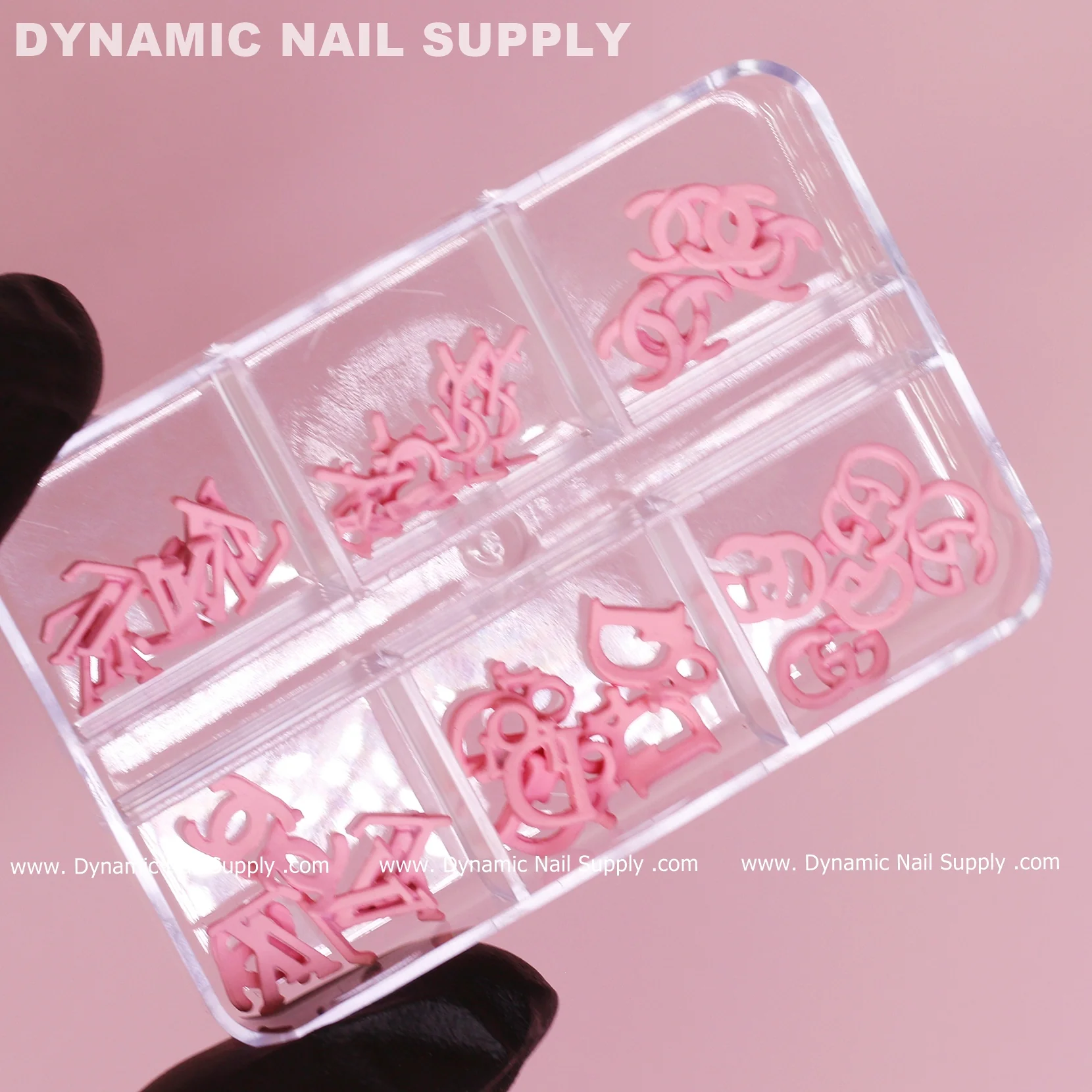 30 pcs Pink Multi-shapes Resin Brand Name Charms for Nails Art Design - Image 5