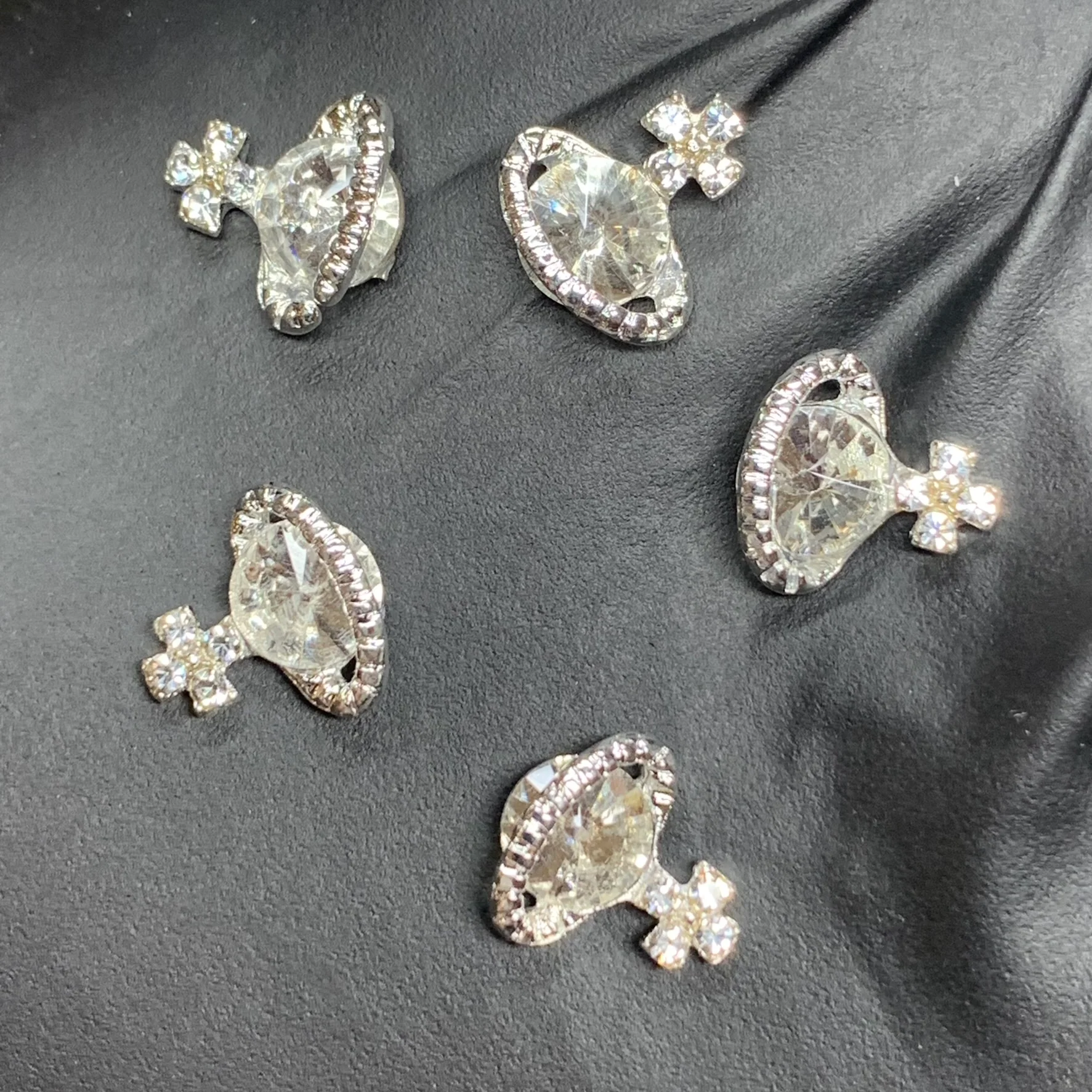5 pcs Planet Charm for Nails art designer (Clear Crystal rhinestone engraved) - Image 2