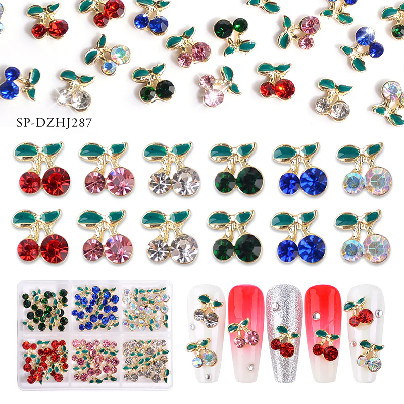 60 pcs (Mixed 6 colors) Cherry Nail Charms for Designer - Image 2