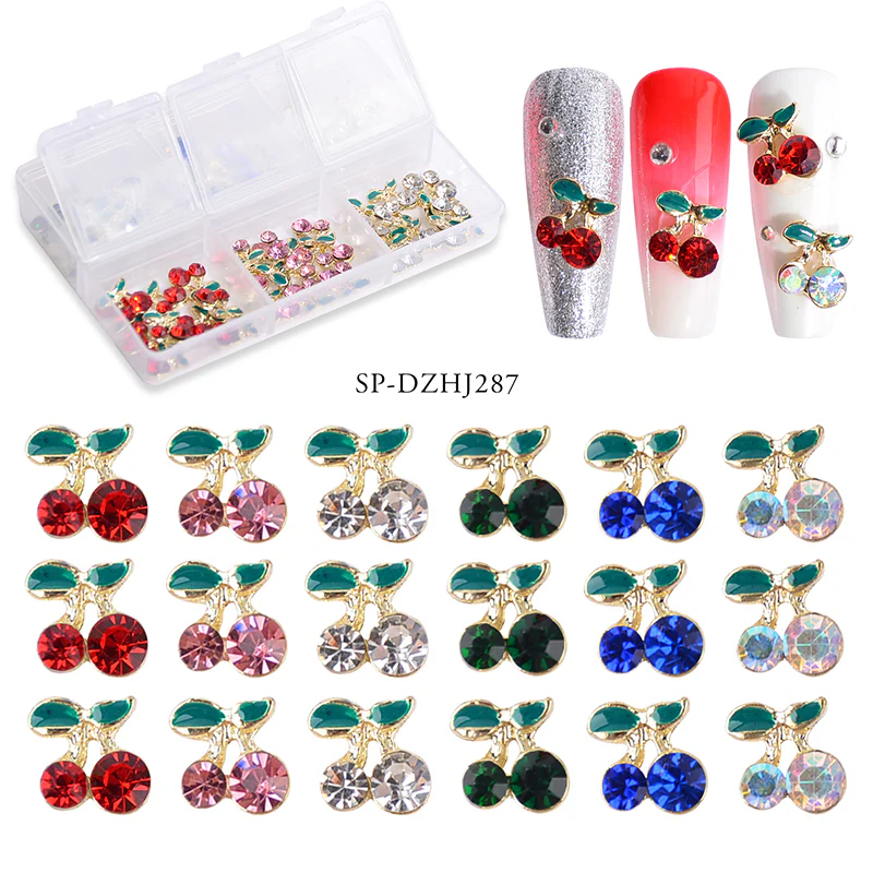 60 pcs (Mixed 6 colors) Cherry Nail Charms for Designer - Image 3