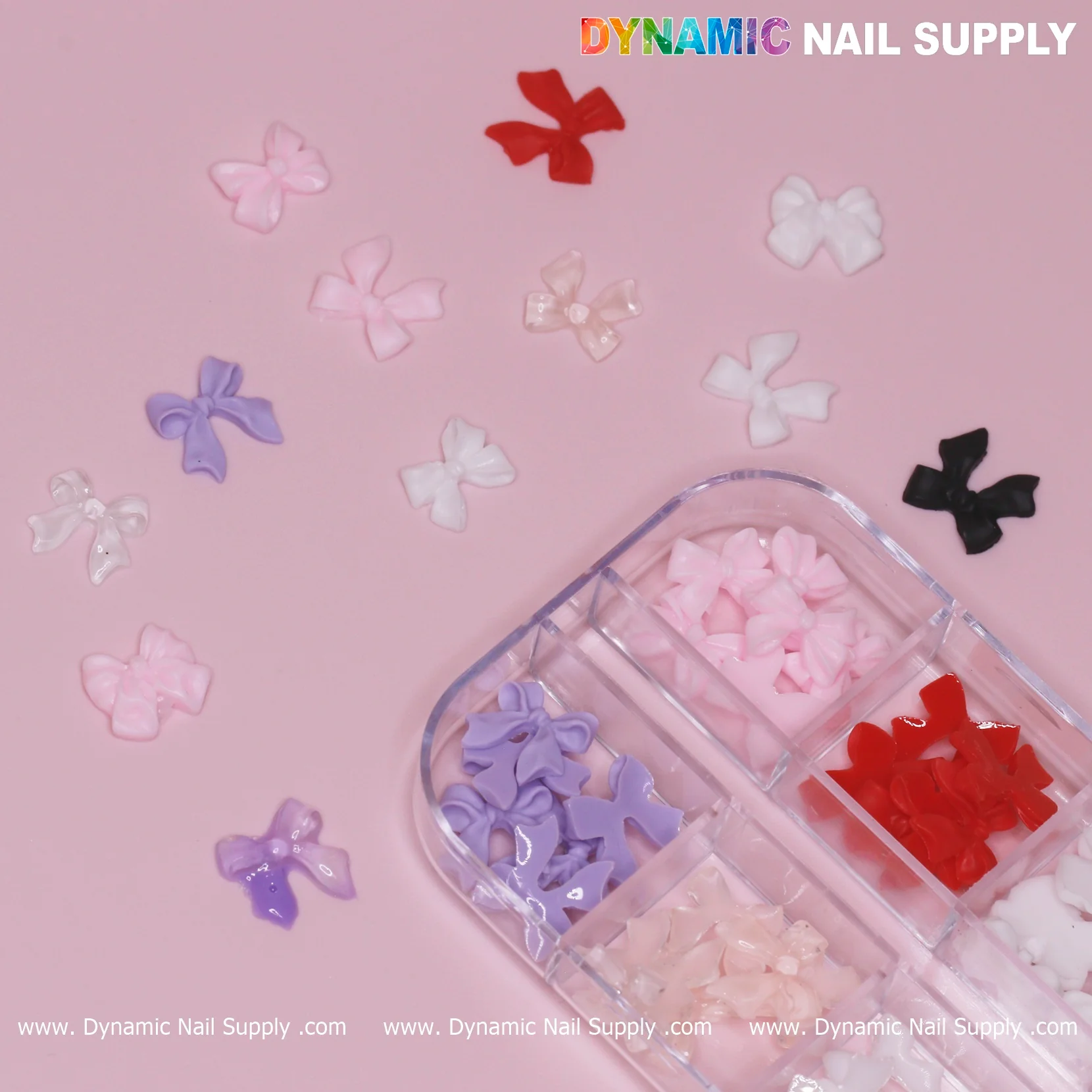 60 pcs Mixed Colors Resin Bows Charm for Nails Art Design