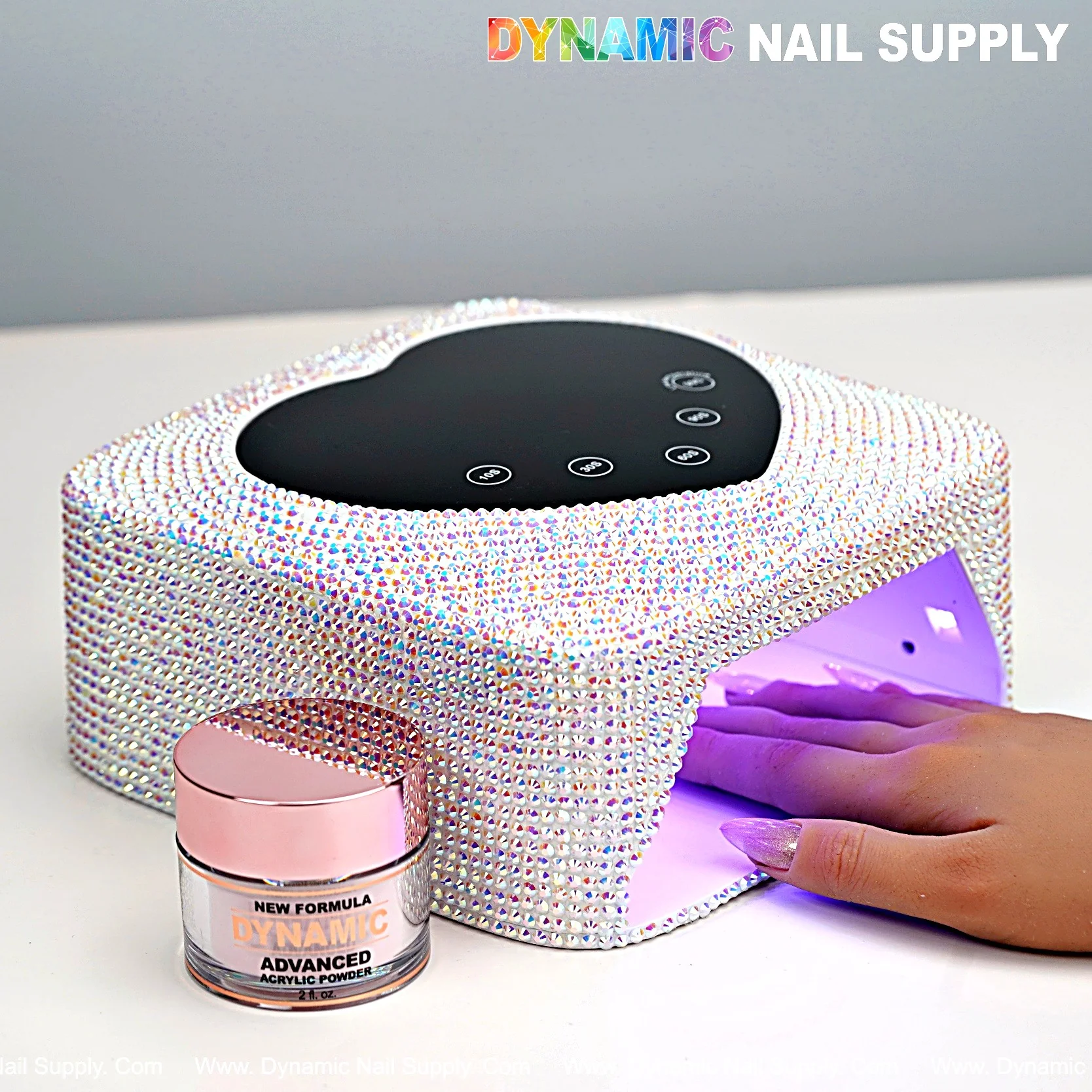 [AB Big Rhinestone] UV/ LED Cordless 72W Rechargeable Lamp with Heart Shape Display - Auto Sensor with 5 Timer Settings - Image 2