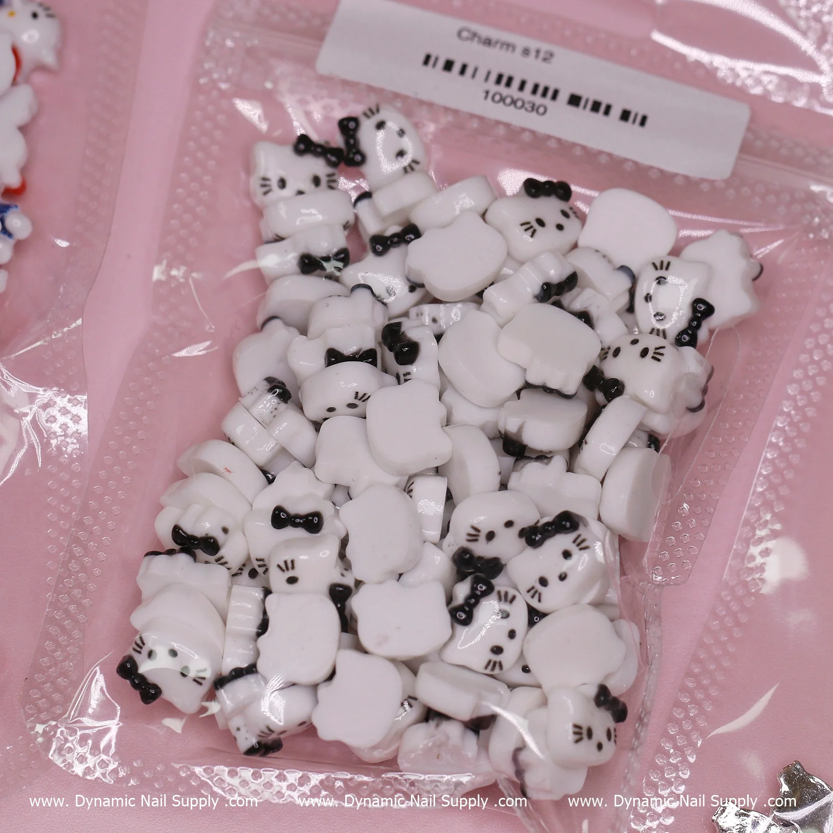 (Black) 100 pcs Cute Resin Hell0 Kitty Design Nail Charms - Image 2