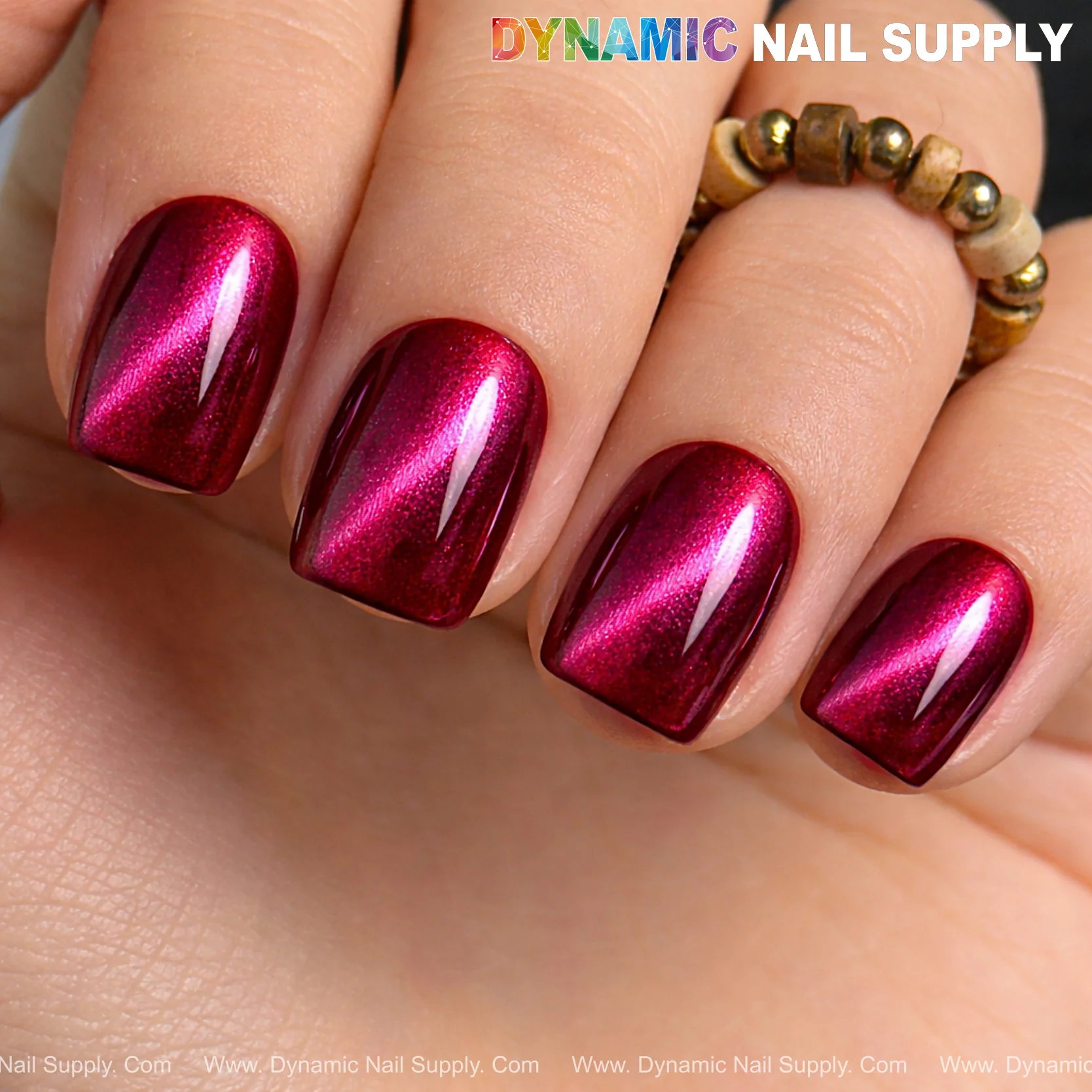 Bordeaux Cat Eye #4 - Magnetic Glassy Red Wine Shimmery Gel Polish - Image 2