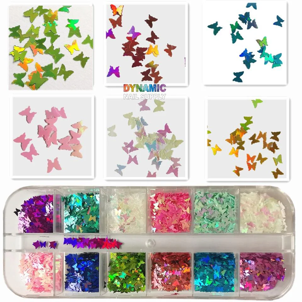 Butterfly Glitter - Set of 12 colors glitter for nails art design - Image 2