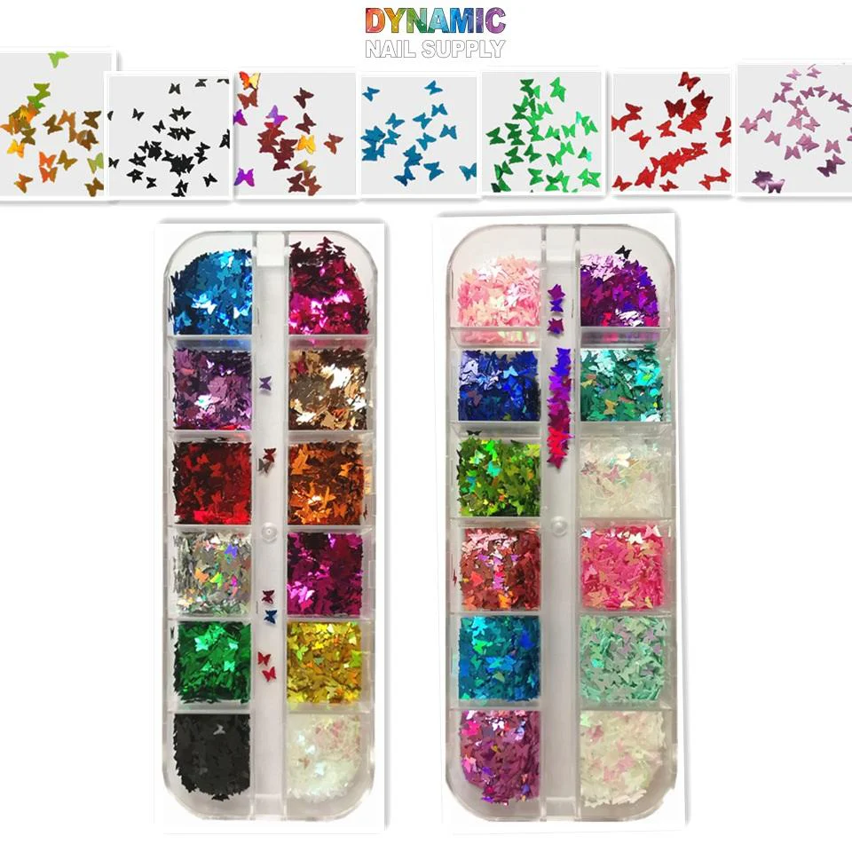Butterfly Glitter - Set of 12 colors glitter for nails art design - Image 3