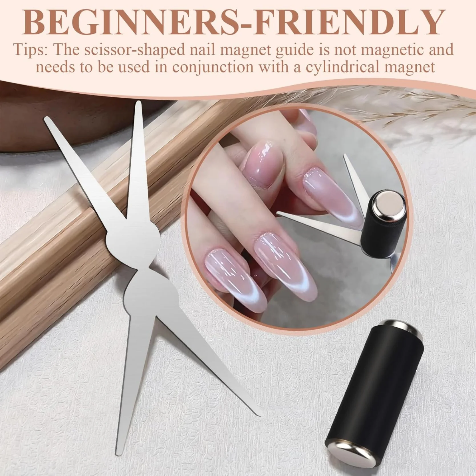 Cat Eye Magnet for Nails, Double Head French Cat-Eye Magnet Tool with Scissor Plate & Matte Cylinder (Magnet Only, No Gel Included) - Image 8