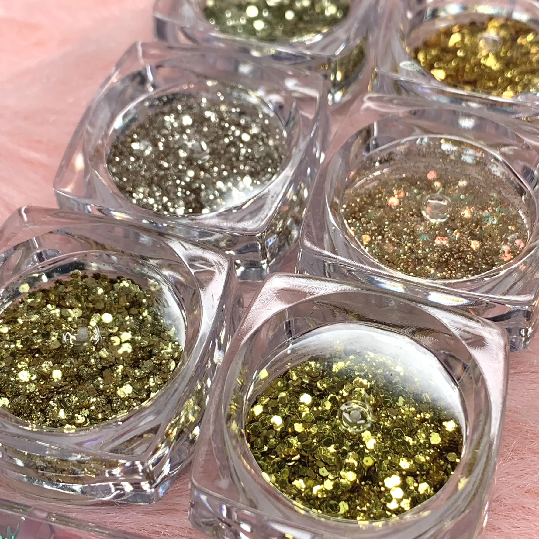 Champagne Gold Mix-sizes Metallic Sequin Glitter for Christmas Nails (set of 6 jars / 6 gram) - Image 3
