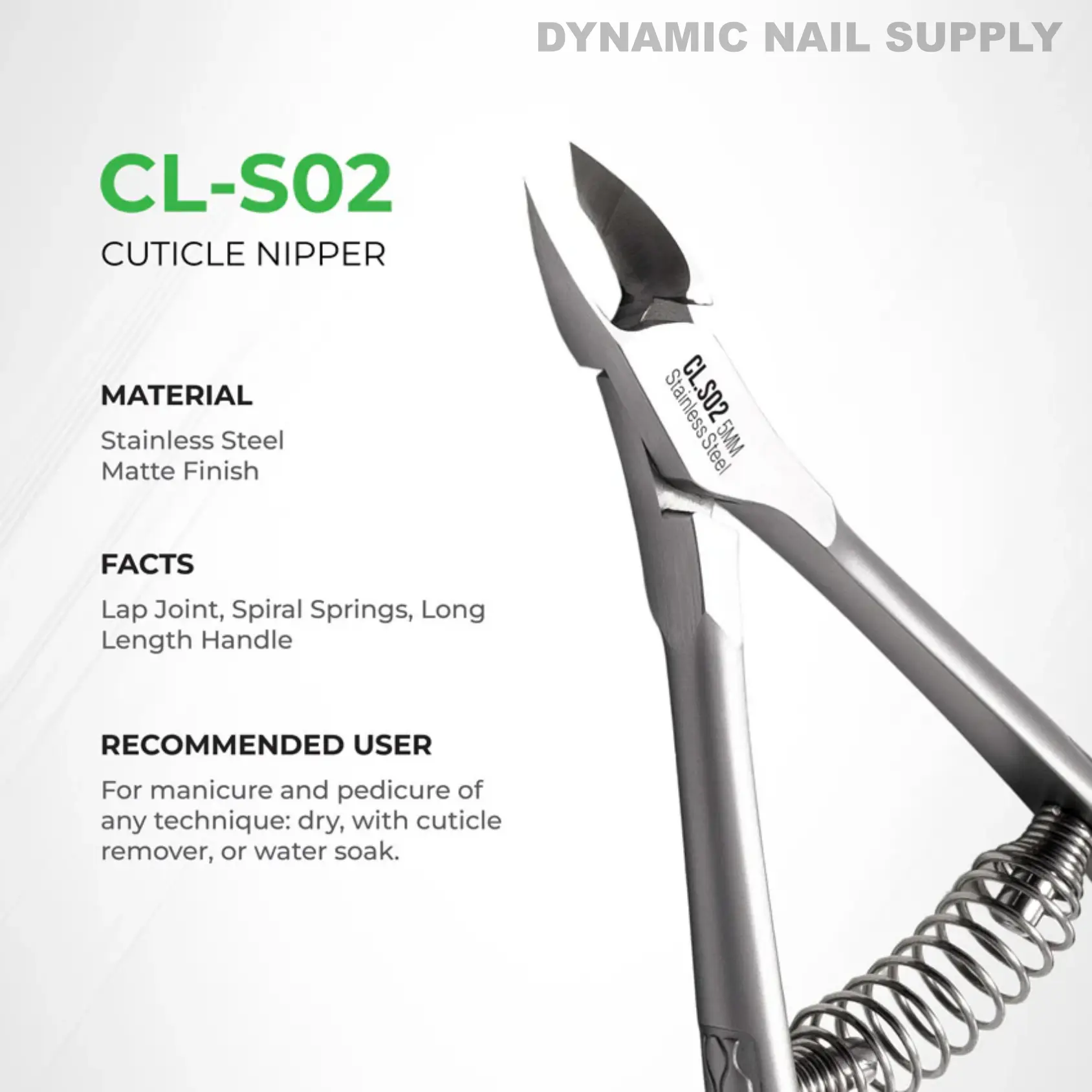 CL.S02 5MM - Professional Cuticle Nippers Spiral Springs Stainless Steel - Image 10
