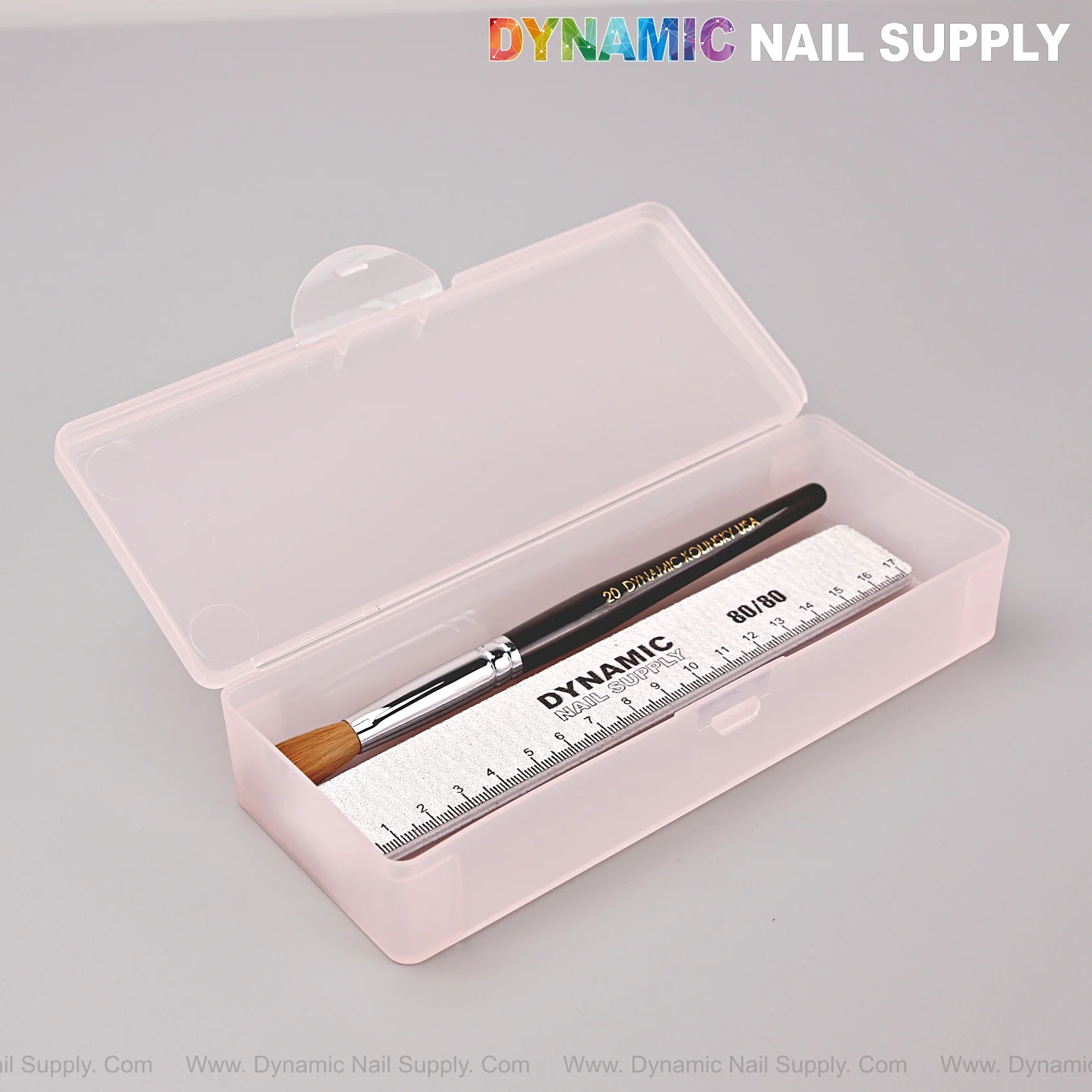 [Clear Pink] Nail Brush Case Organizer Plastic Storage Stationery Case Frosted Pen Box - Image 2