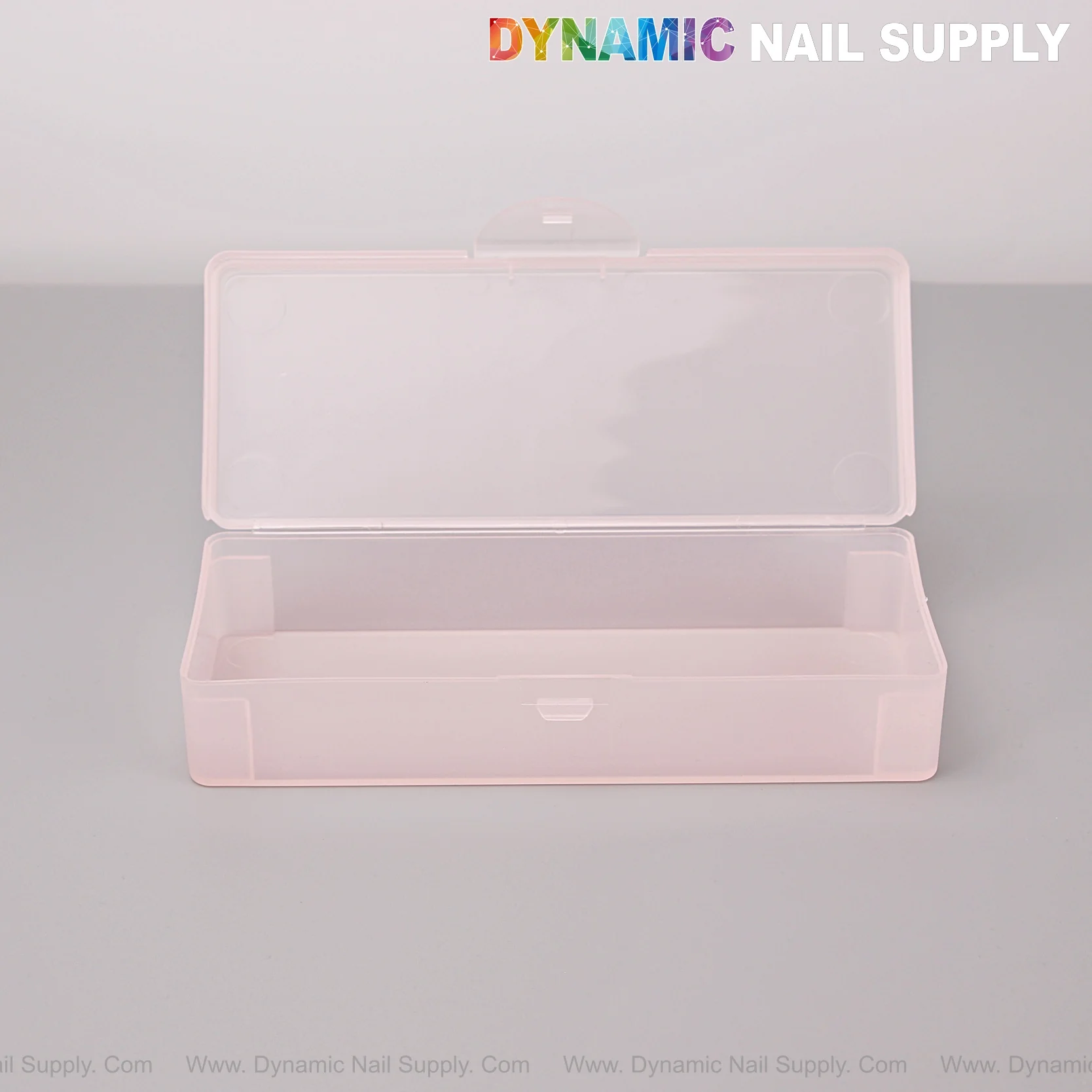 [Clear Pink] Nail Brush Case Organizer Plastic Storage Stationery Case Frosted Pen Box - Image 3