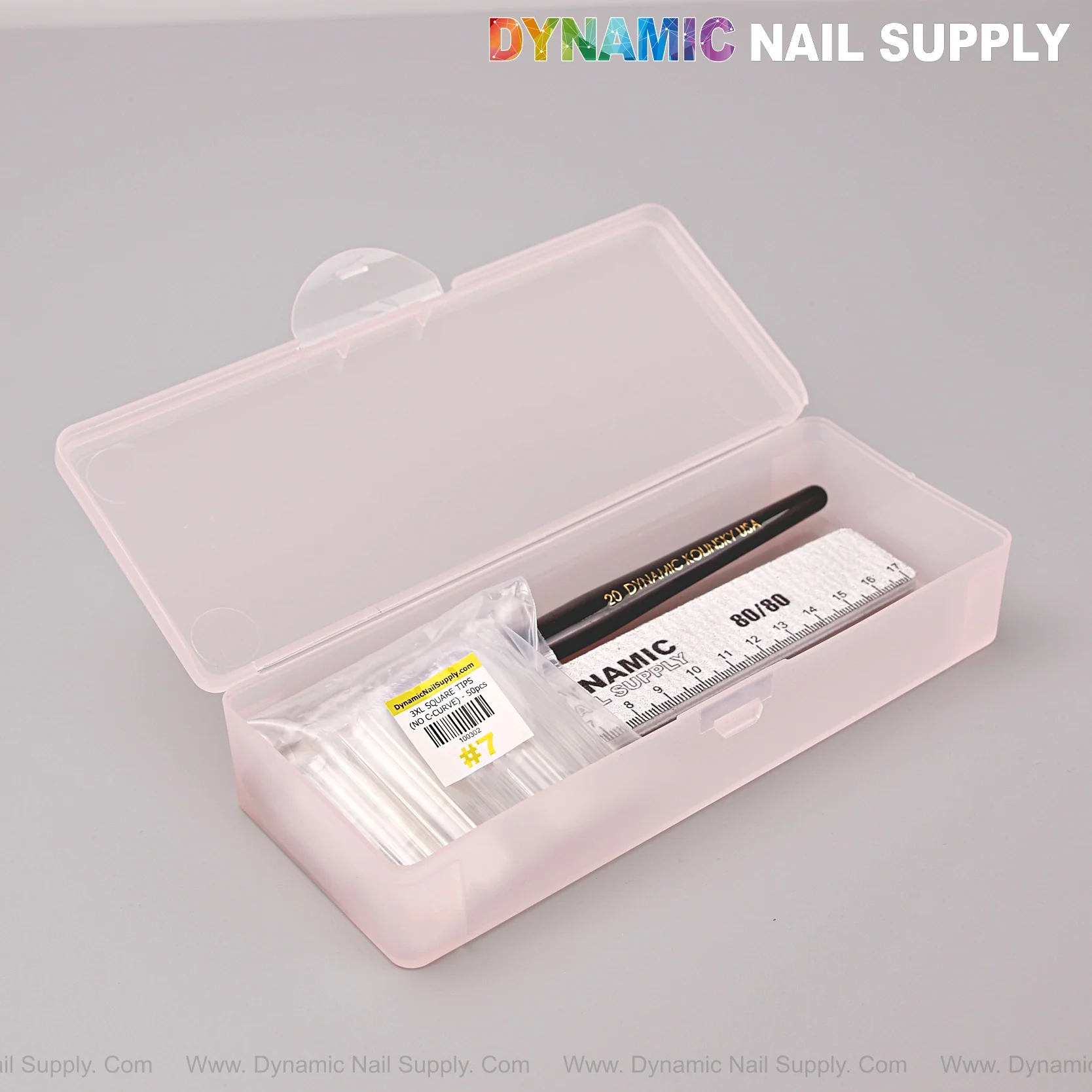 [Clear Pink] Nail Brush Case Organizer Plastic Storage Stationery Case Frosted Pen Box - Image 4
