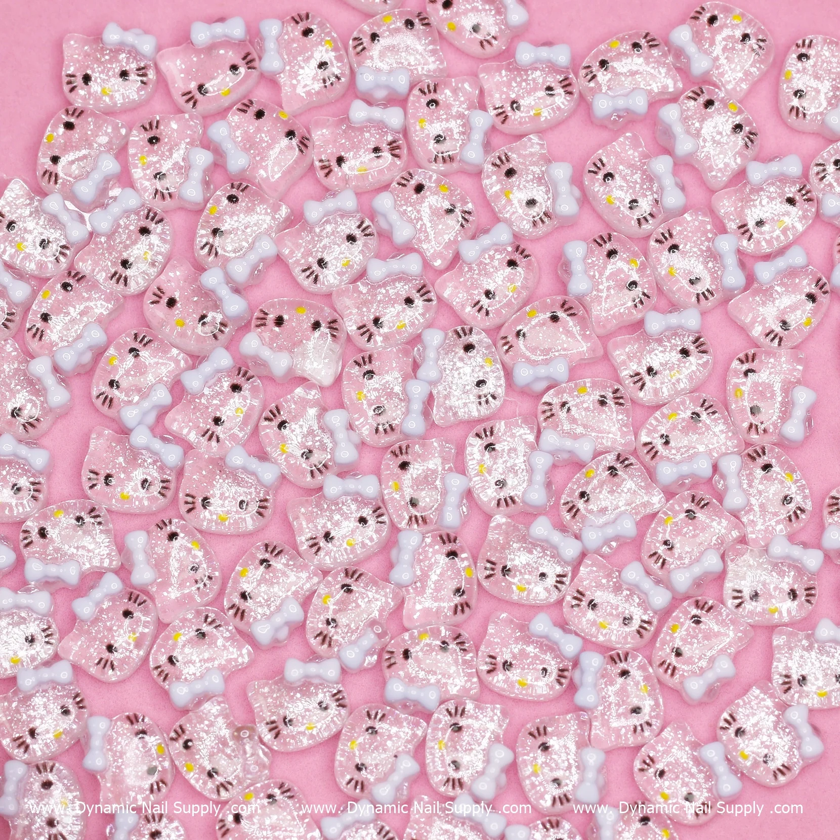 (Clear & Blue) 100 pcs Cute Resin Hell0 Kitty Design Nail Charms - Image 3